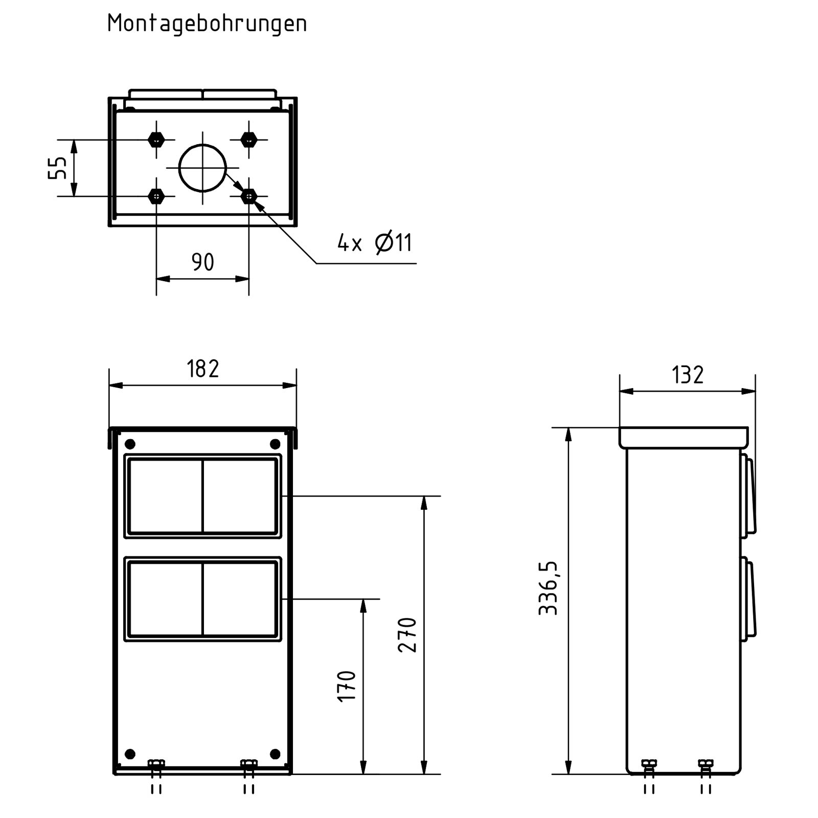 Steckdosensäule Energiesäule BASIC 372 zur Standmontage - Vorbereitet - Edelstahl V2A geschliffen