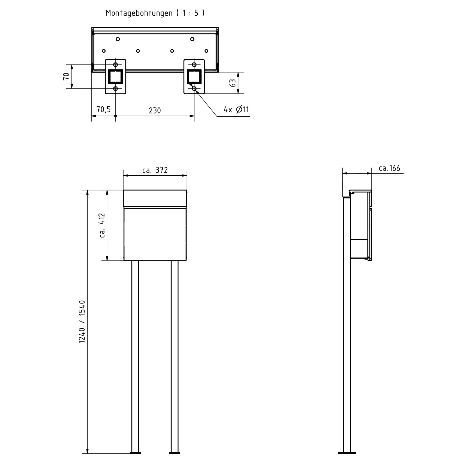 Standbriefkasten KANT Edition mit Zeitungsfach - Design Elegance 2 - RAL 7016 anthrazitgrau