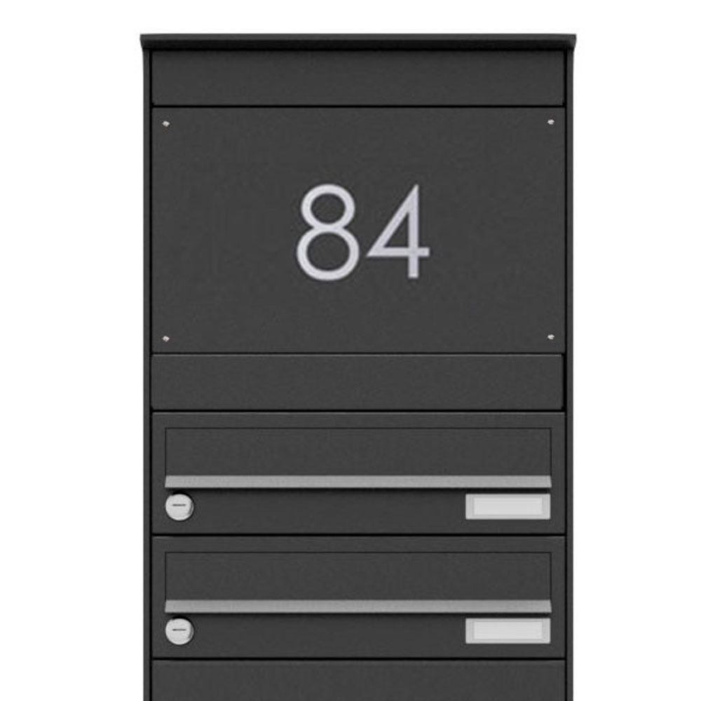 5er Briefkastenstele BASIC Plus 864X mit Paketfach 550x370 - RAL nach Wahl