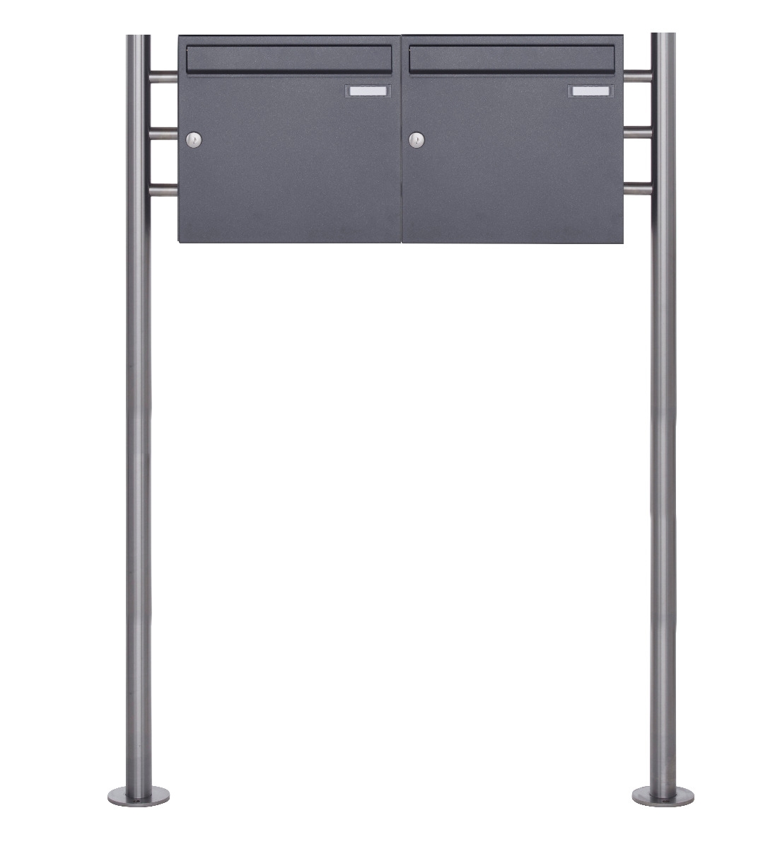 2er 1x2 Standbriefkasten Design BASIC 381 ST-R - DB703 eisenglimmer