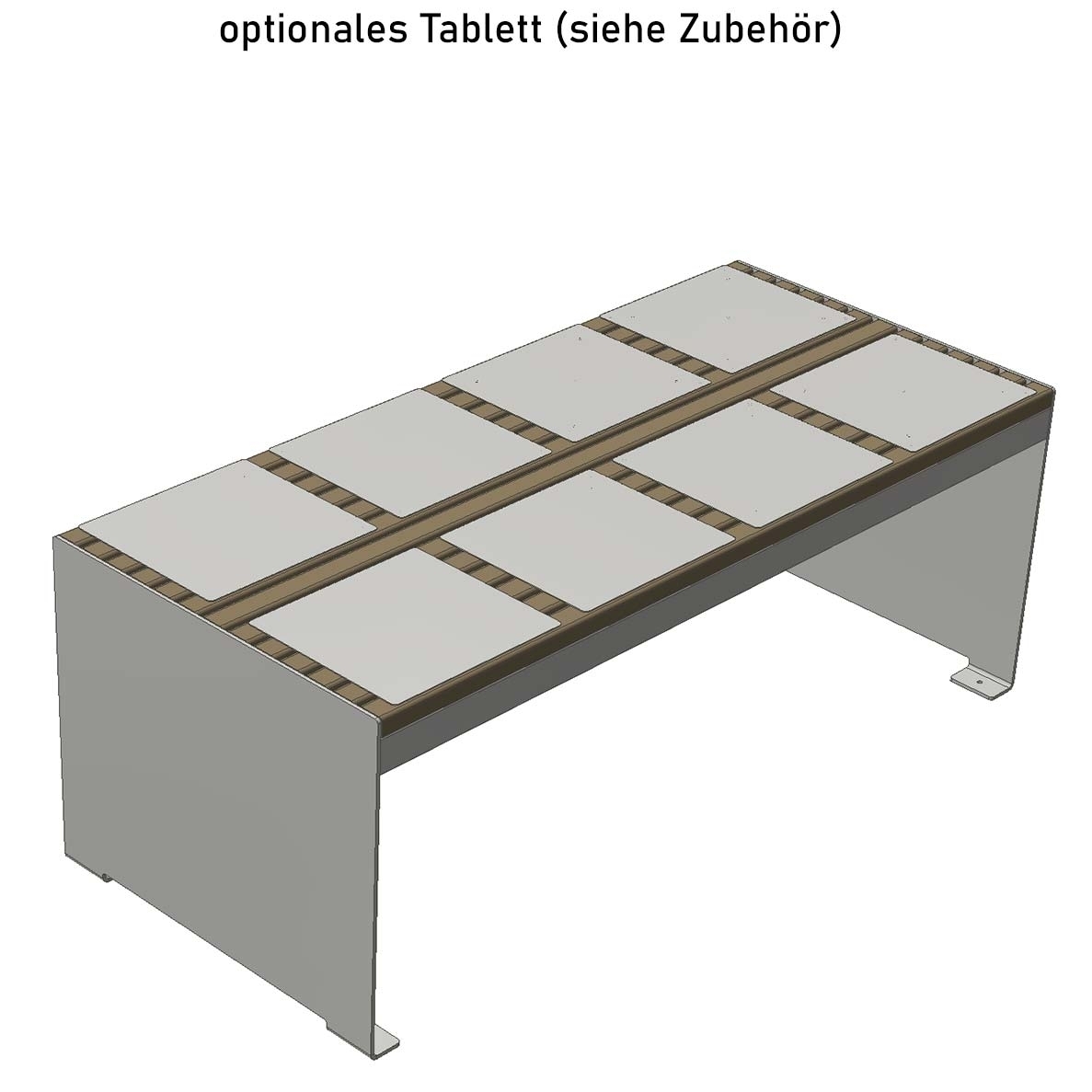 Design Tisch NOVALIS - Edelstahl geschliffen - Douglasie geölt