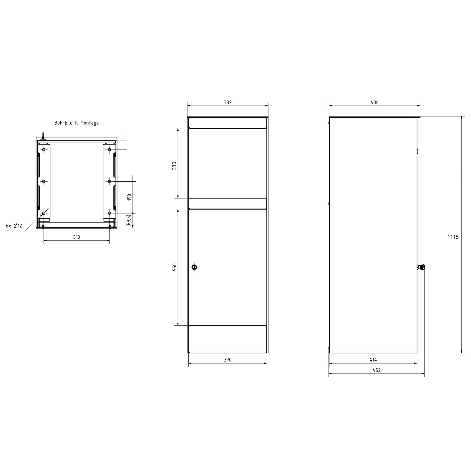 Edelstahl Paketbriefkastenstele BASIC Plus 864XS mit Paketfach 550x370 - RAL nach Wahl