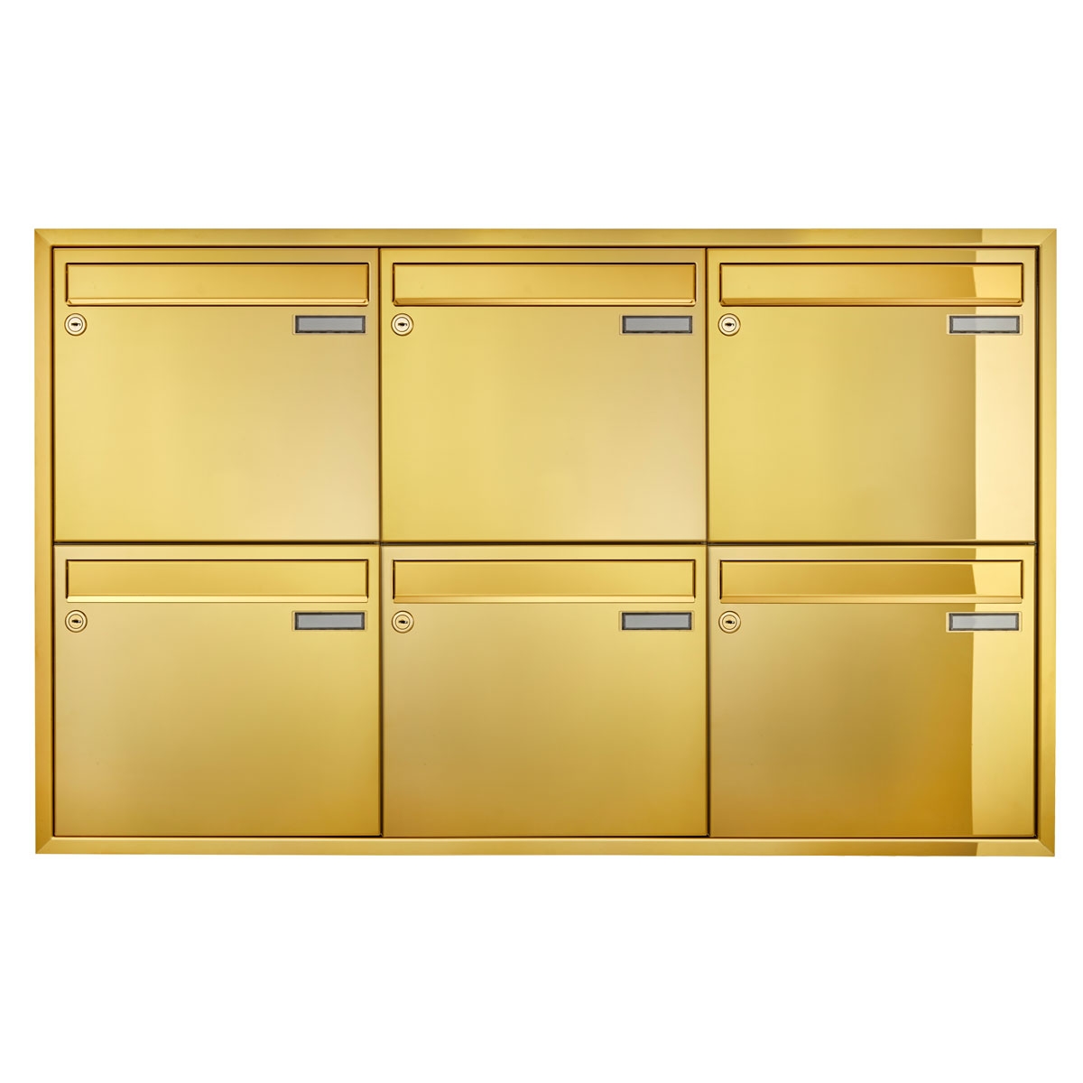 6er 3x2 Unterputz Briefkastenanlage CLASSIC 534C - Titanmessing ähnl. Gold - 6 Partei