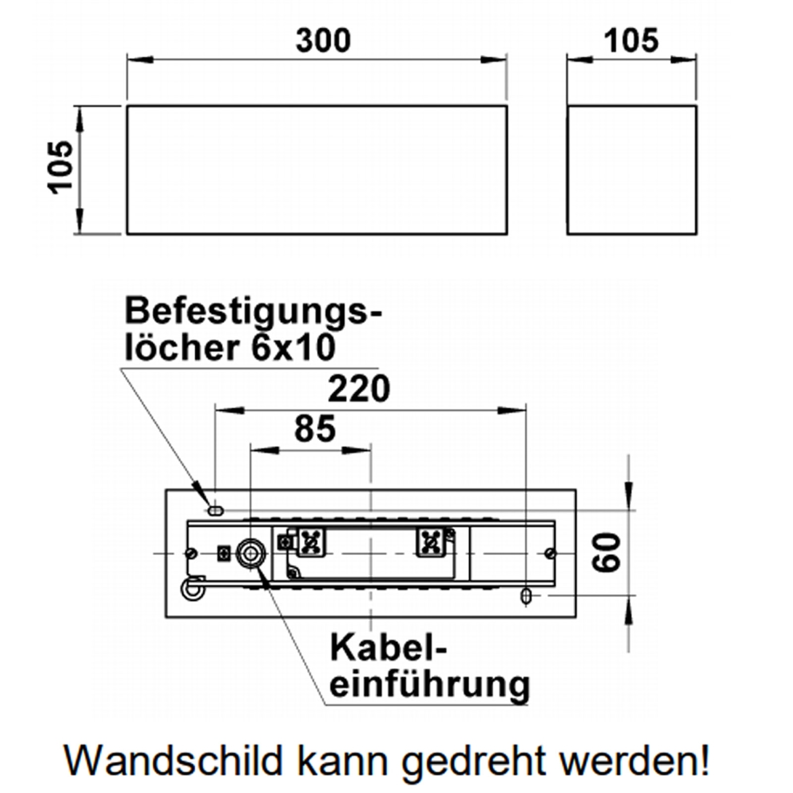 Design Wandleuchte KEPLER MEDIUM 300x105 - 2-seitig - Edelstahl pulverbeschichtet - RAL nach Wahl