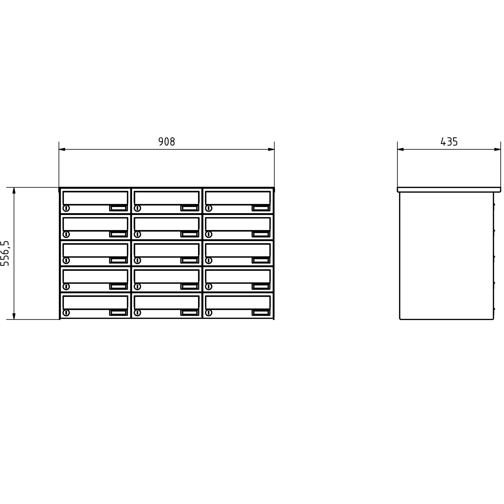 15er 5x3 Aufputz Briefkastenanlage Design BASIC 385A-7016 AP - RAL 7016 anthrazitgrau