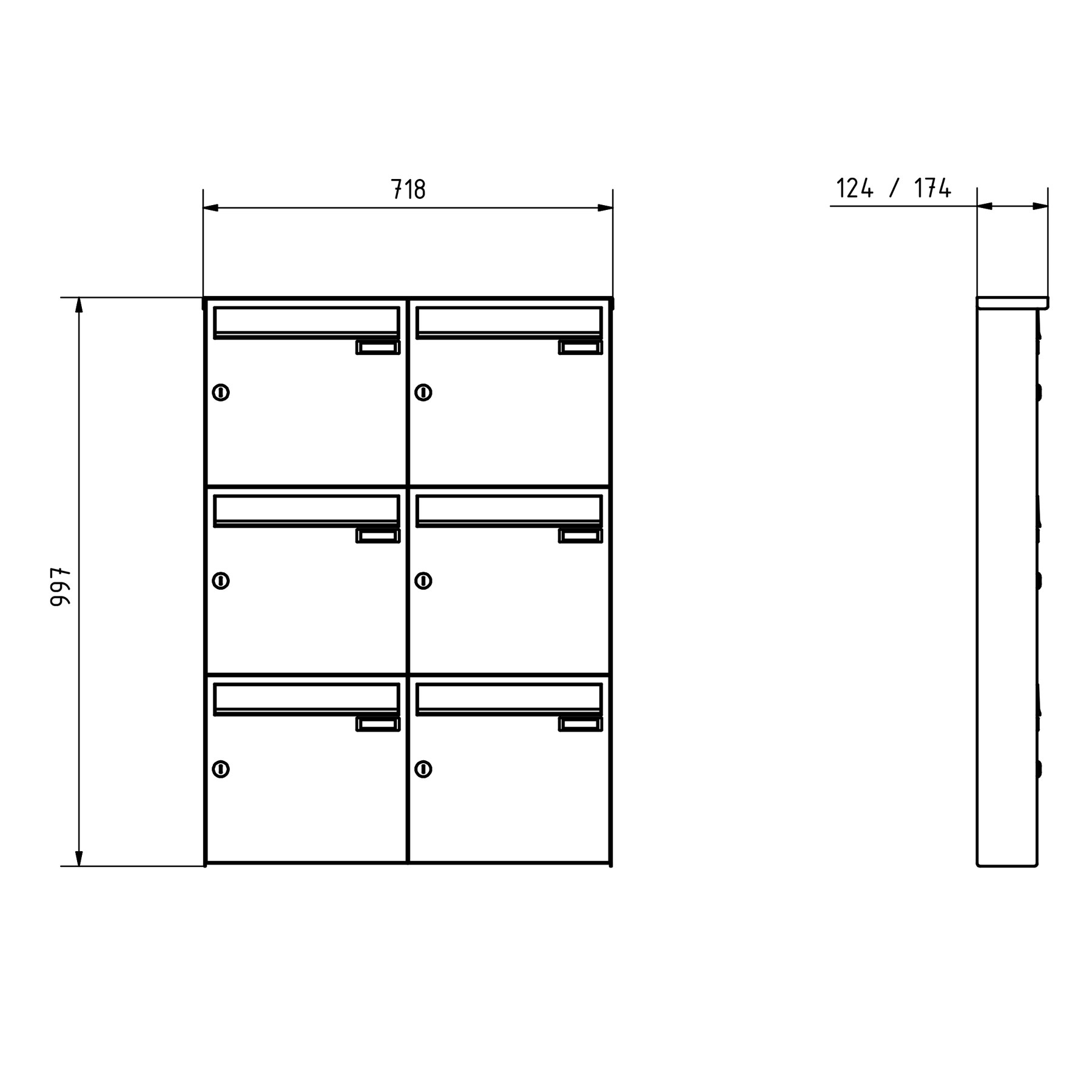 6er Edelstahl Aufputz Briefkasten Design BASIC Plus 382XA AP - Edelstahl V2A geschliffen