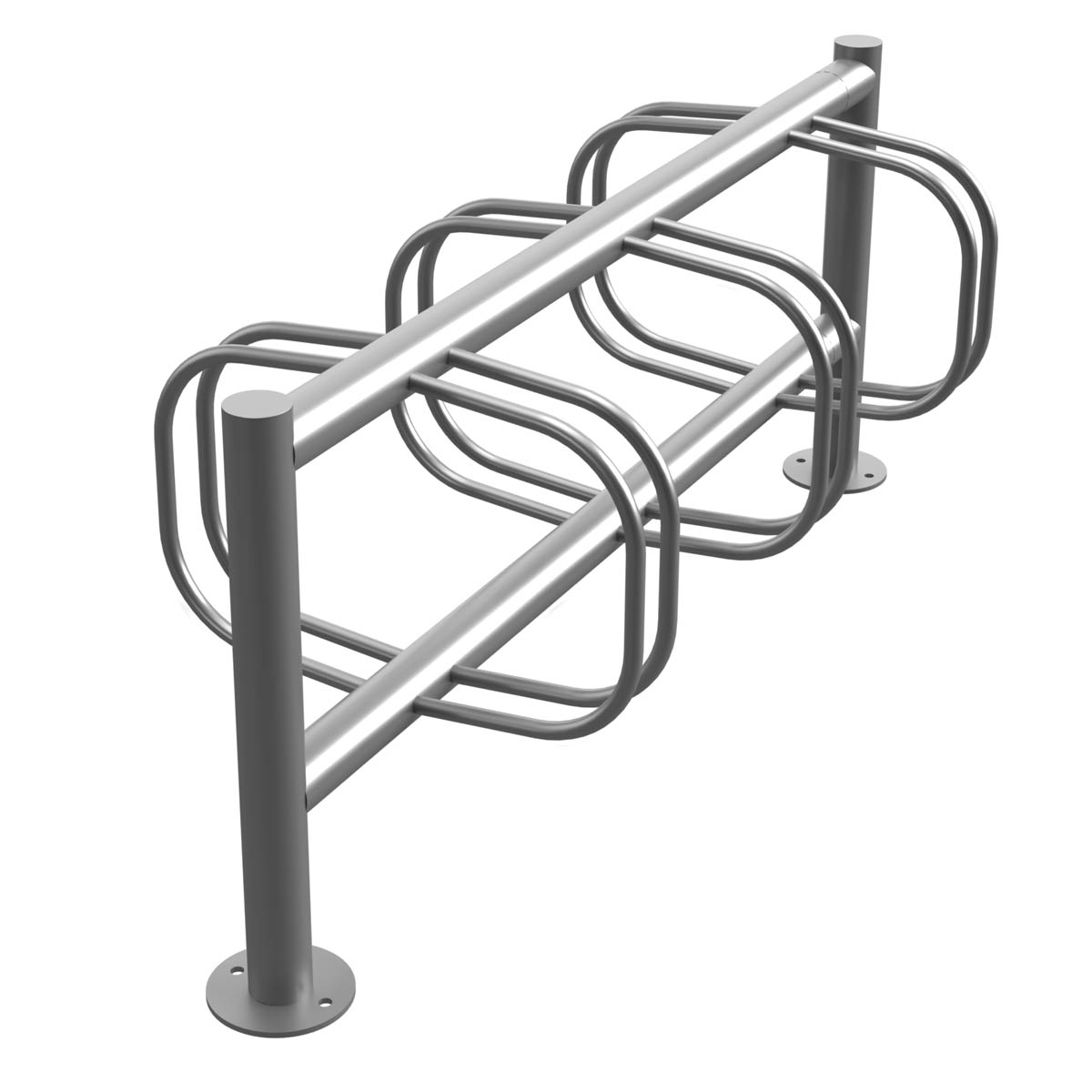 Fahrradständer ACHIM - Edelstahl V2A geschliffen - Doppelseitige Radeinstellung