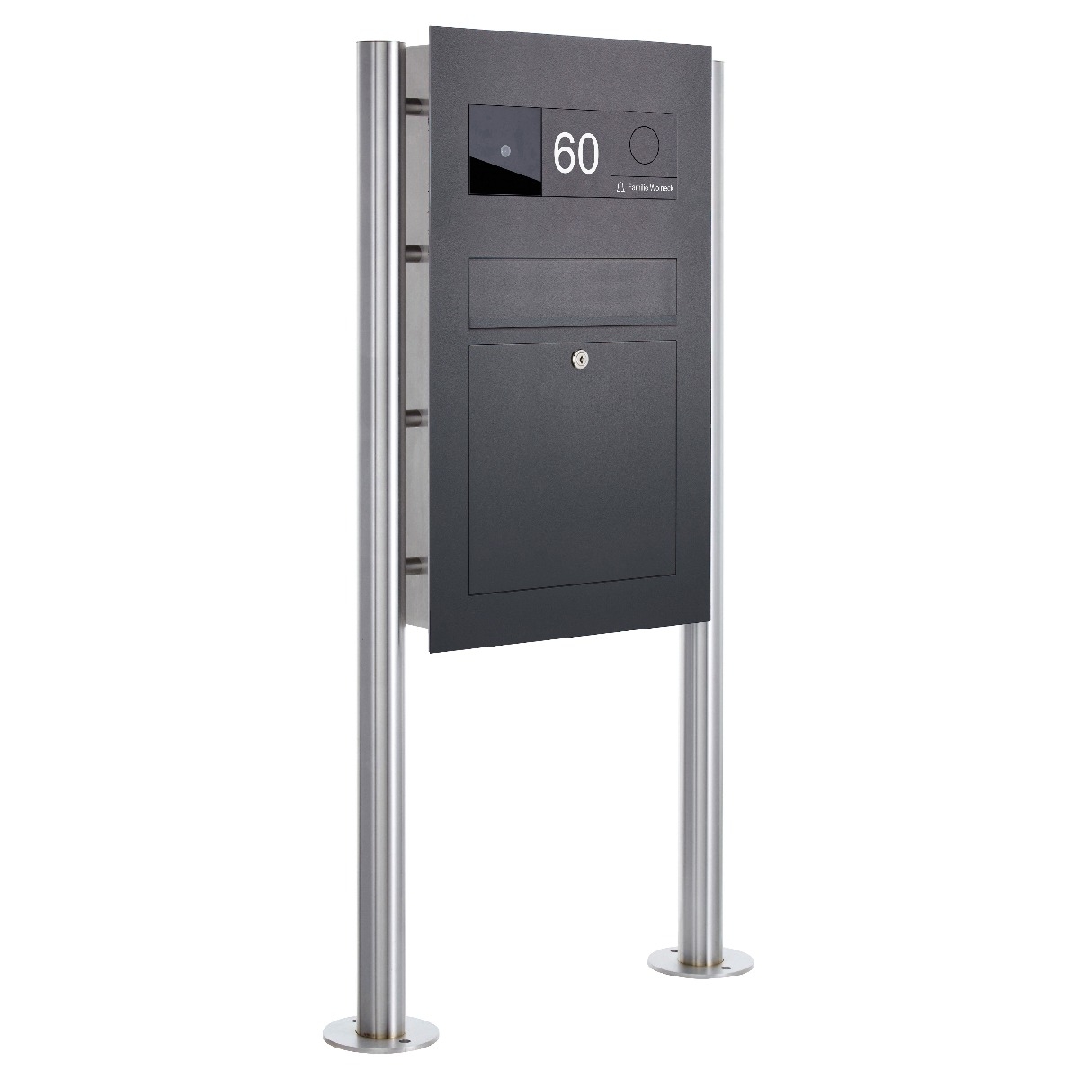 Edelstahl Standbriefkasten Designer BIG - RAL nach Wahl - GIRA System 106 - VIDEO Komplettset