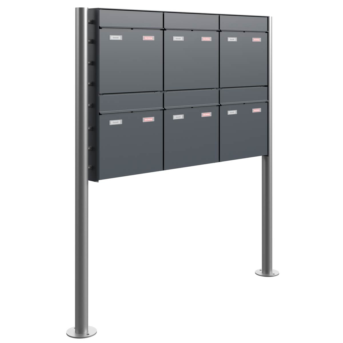 6er 3x2 Design Standbriefkasten GOETHE ST-R - RAL nach Wahl