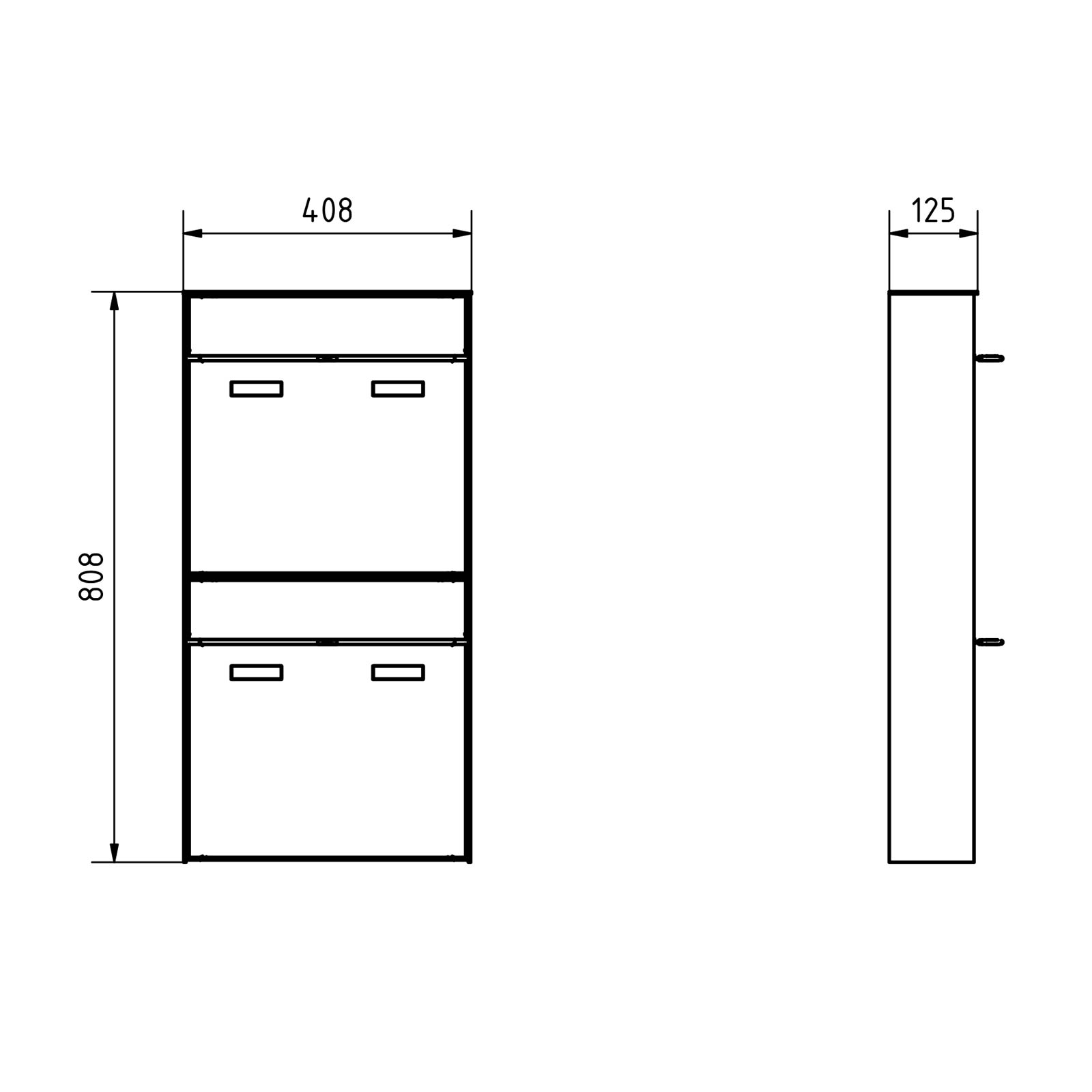 2er 1x2 Design Aufputz Briefkastenanlage GOETHE AP - RAL nach Wahl