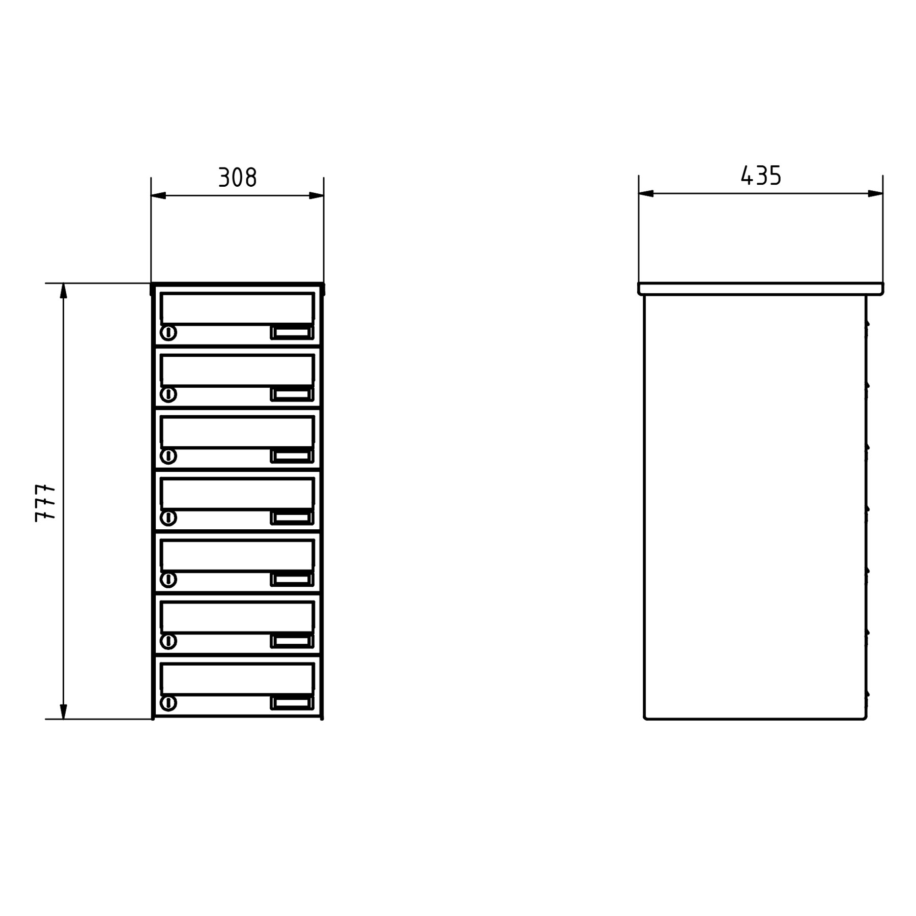 5er Aufputz Briefkastenanlage Design BASIC 385A AP mit Klingelkasten - Edelstahl-RAL 7016 anthrazit