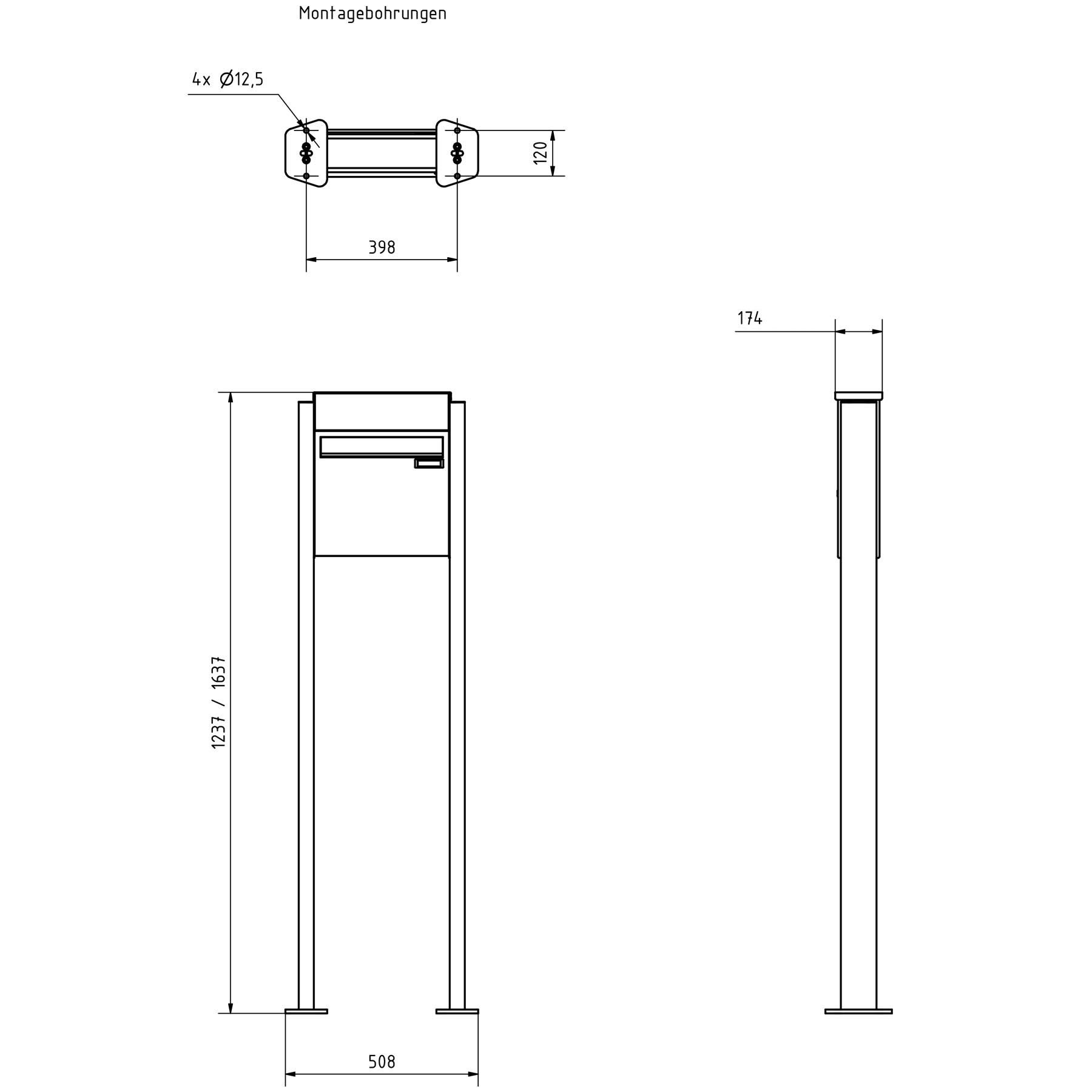 1er Zaunbriefkasten Design BASIC Plus 380XZ ST-T mit Klingelkasten - RAL nach Wahl