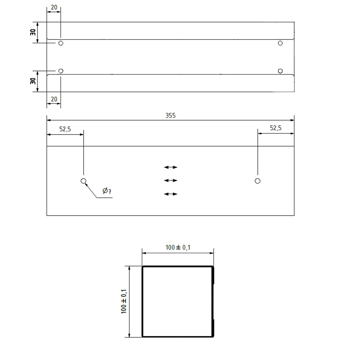 Zeitungsfach BASIC 382AZF aus Edelstahl V2A, geschliffen 355x100x100