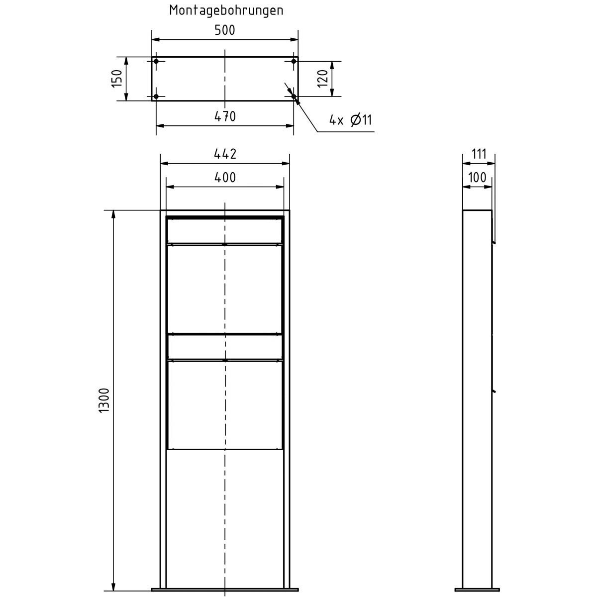 2er Design Standbriefkasten GOETHE LIB - LED Designelement - RAL nach Wahl