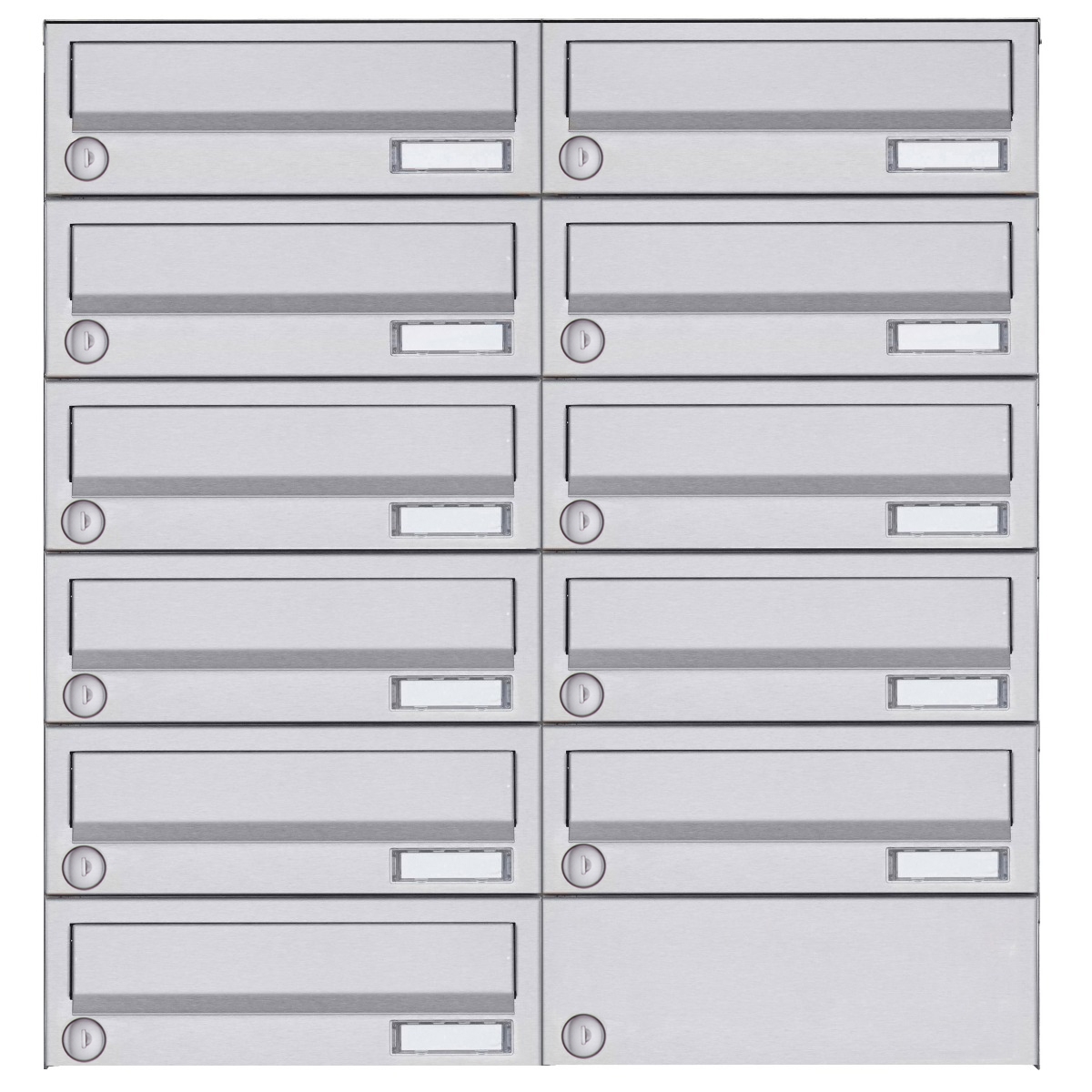 11er 6x2 Aufputz Briefkastenanlage Design BASIC 385A- VA AP - Edelstahl V2A, geschliffen