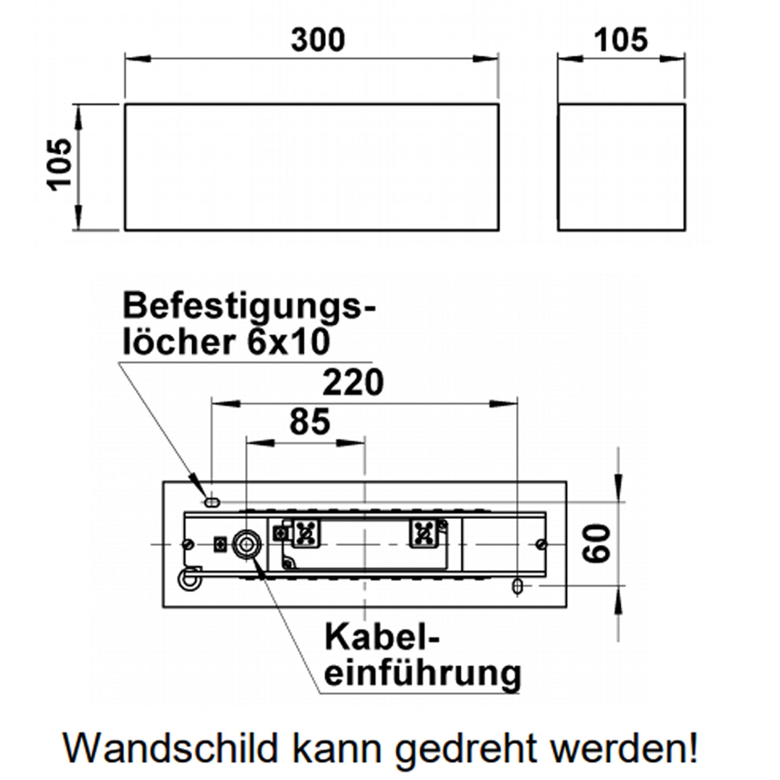 Design Wandleuchte KEPLER MEDIUM 300x105 - 2-seitig - Edelstahl geschliffen