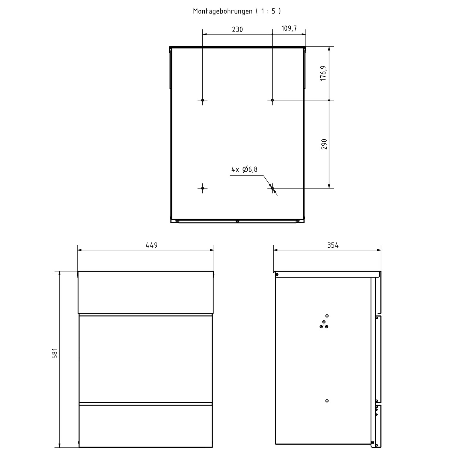 Aufputz Paketbox KANT Edition - Design Elegance 4 - RAL 9007 graualuminium