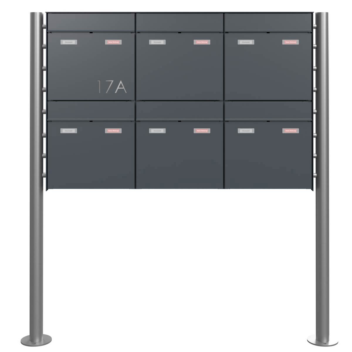 6er 3x2 Design Standbriefkasten GOETHE ST-R - RAL nach Wahl