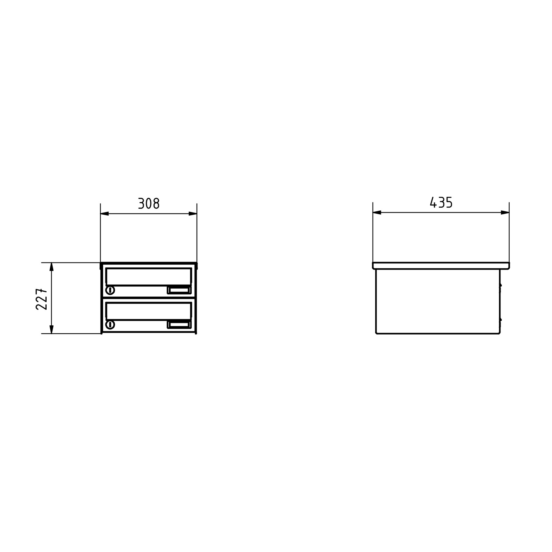 2er Aufputz Briefkastenanlage Design BASIC 385A- VA AP - Edelstahl V2A, geschliffen