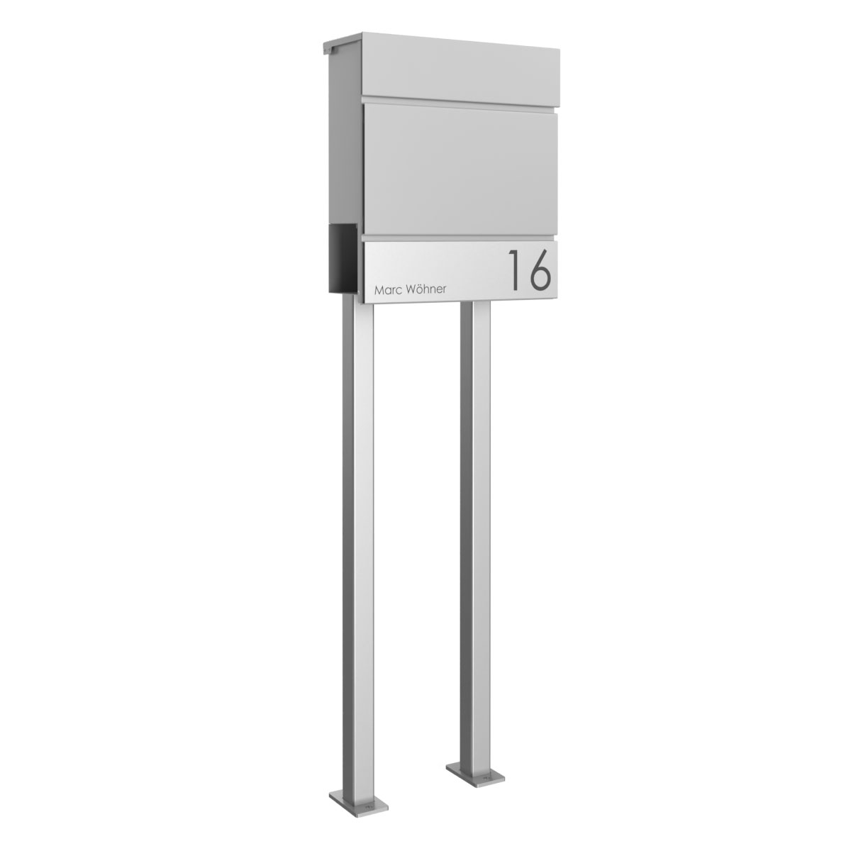 Standbriefkasten KANT Edition mit Zeitungsfach - Design Elegance 4 - RAL 9007 graualuminium