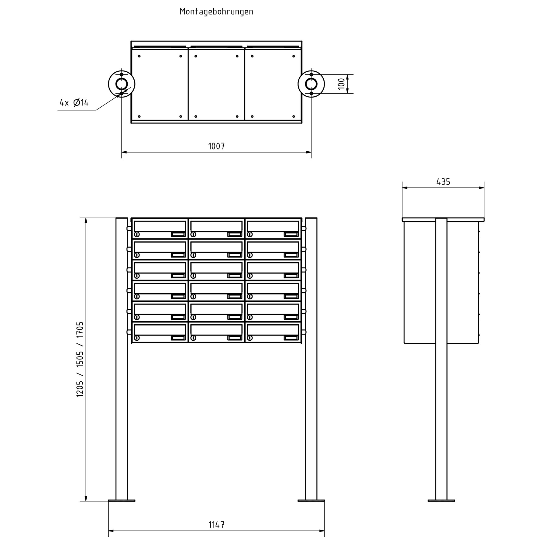 18er Briefkastenanlage freistehend Design BASIC 385 ST-R - RAL 7016 anthrazitgrau