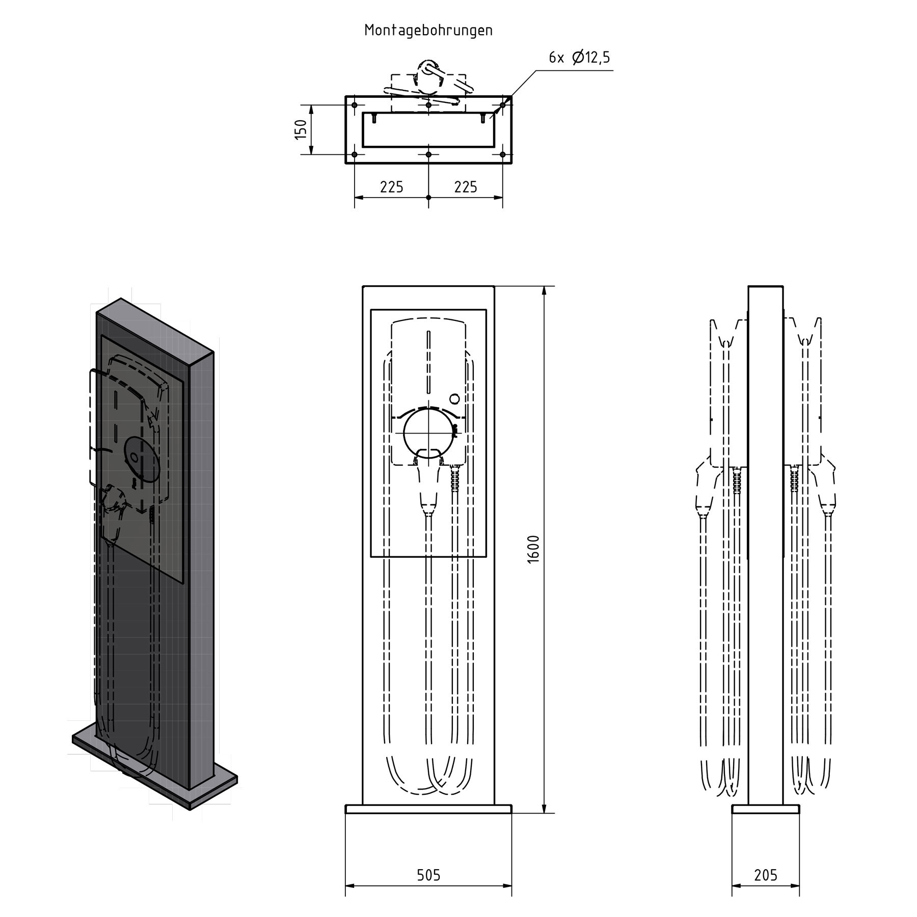 Edelstahl Stele GRIMM 605 für zwei Wallboxen - Individuelle Wallbox vorbereitet - RAL nach Wahl