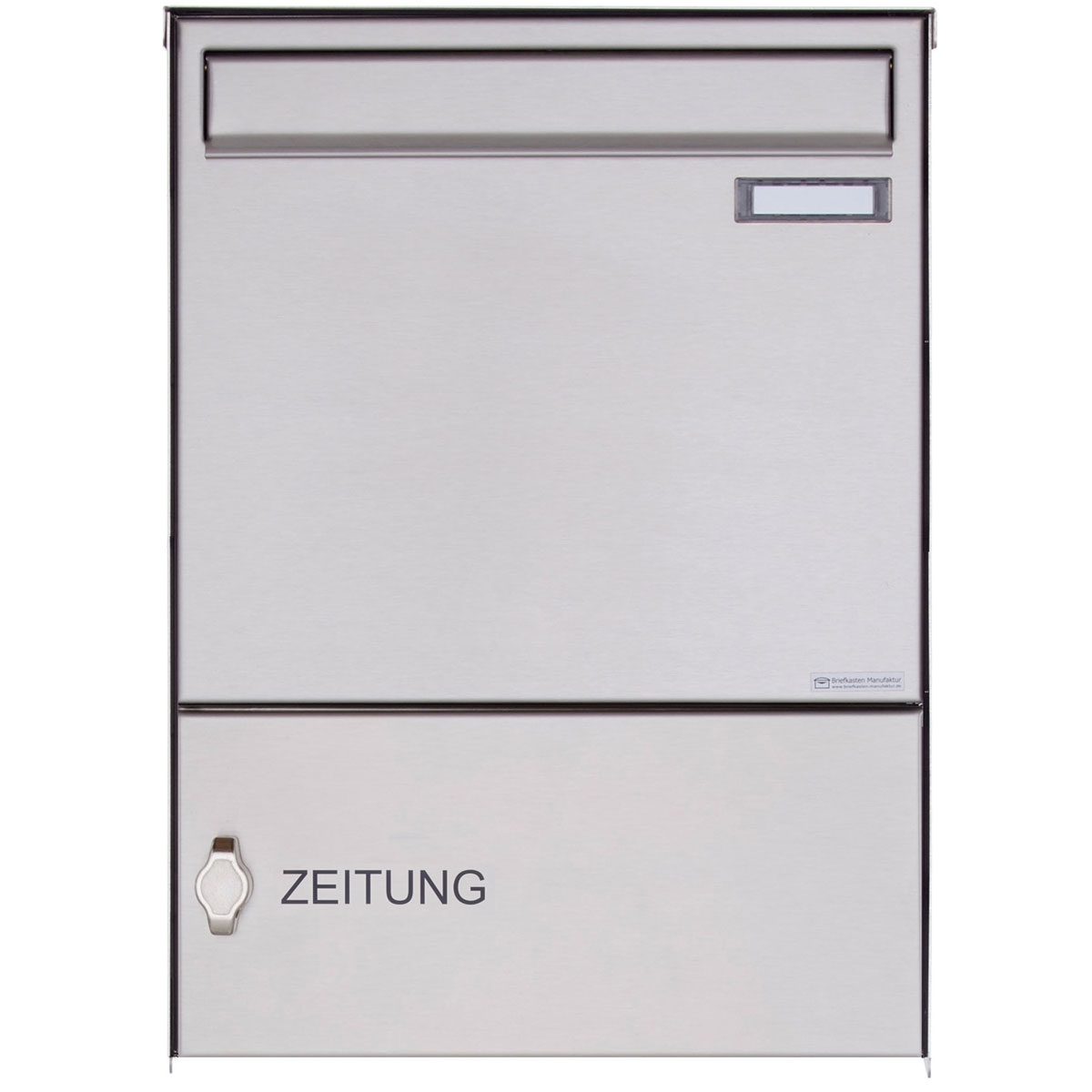 Edelstahl Zaunbriefkasten BASIC Plus 382XZ mit Zeitungsfach - Entnahme rückseitig