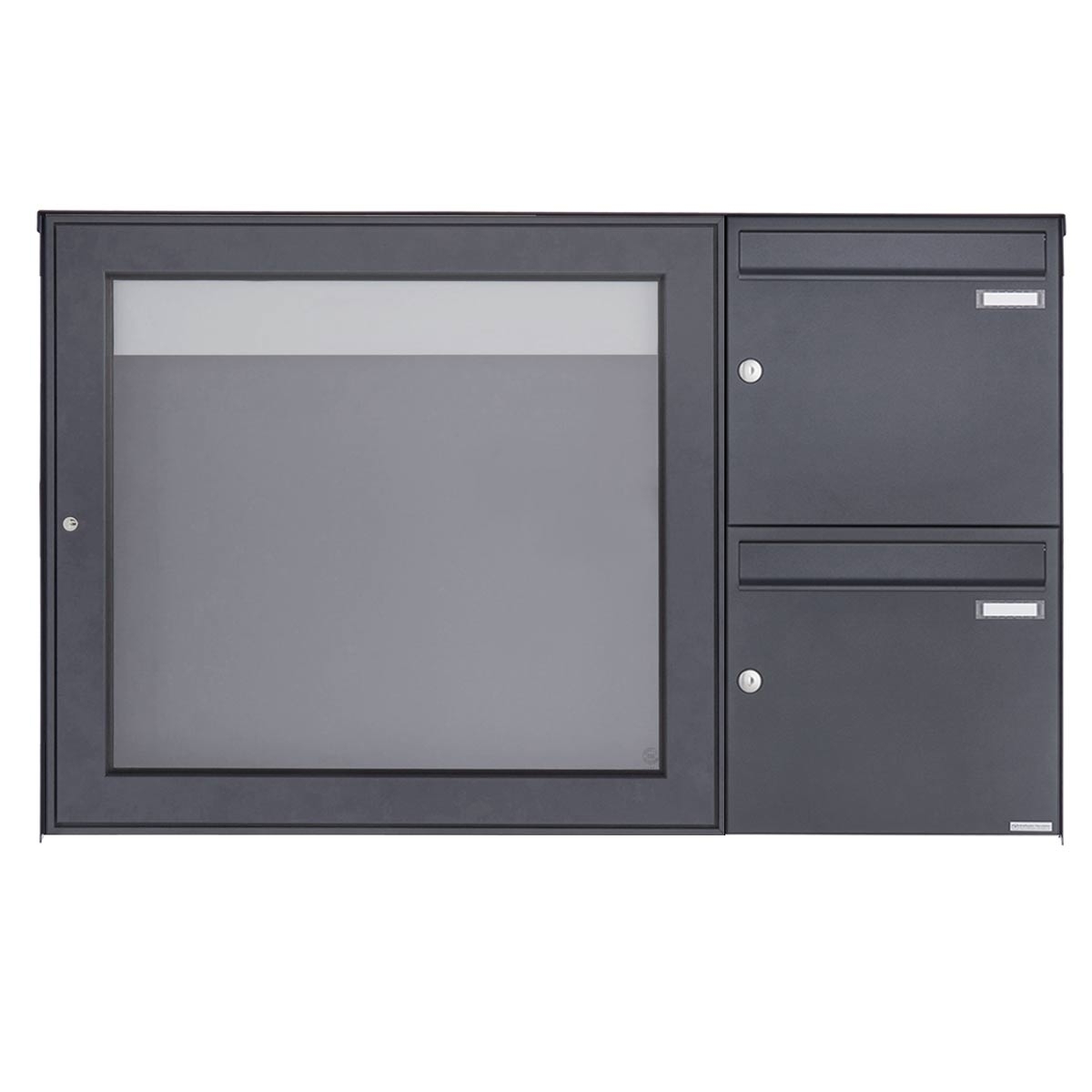 2er Aufputz Briefkasten mit Schaukasten BASIC Plus 389X ST-R - 710x660 - RAL nach Wahl