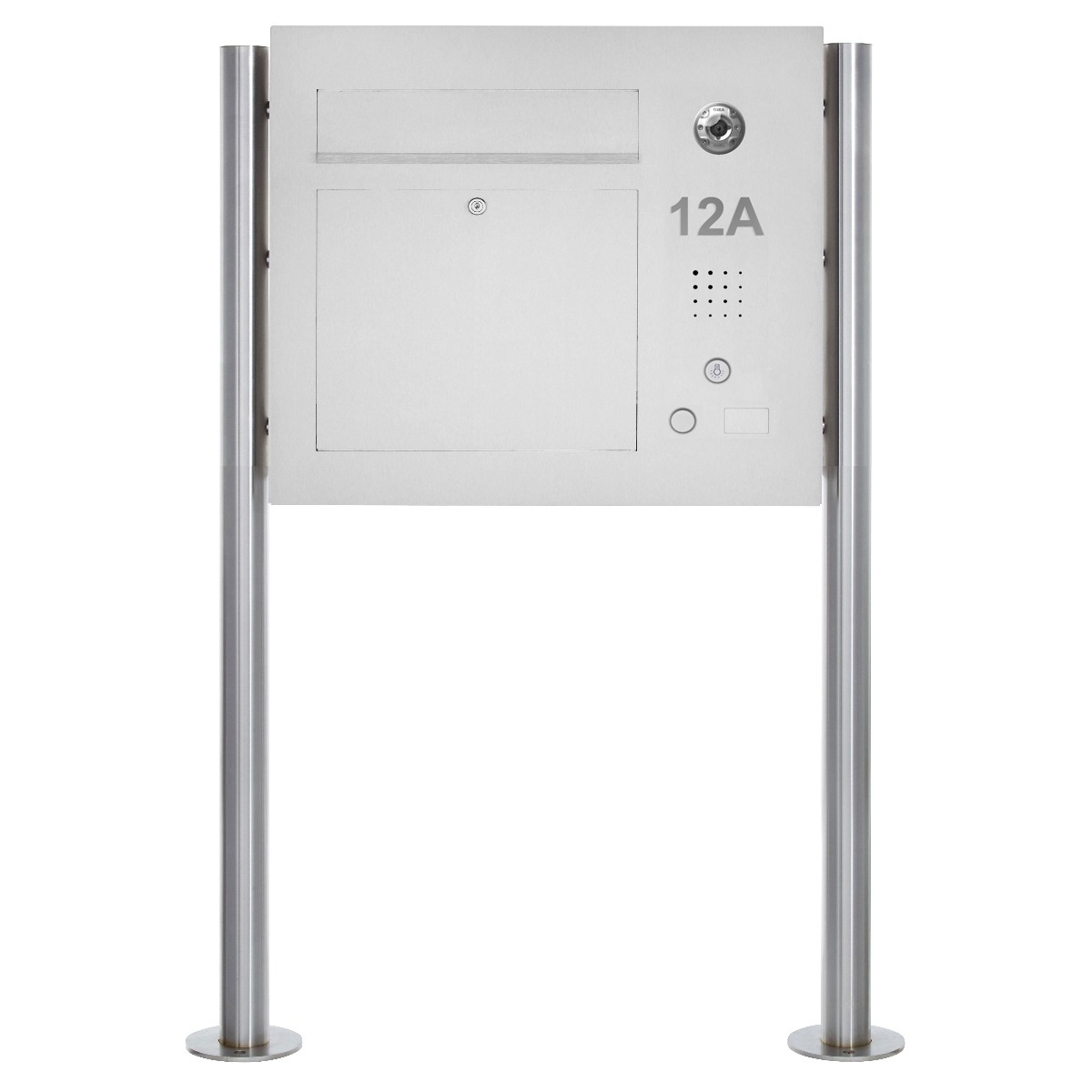 Edelstahl Standbriefkasten Designer Modell BIG ST-R - Clean Edition - Seitlich - INDIVIDUELL