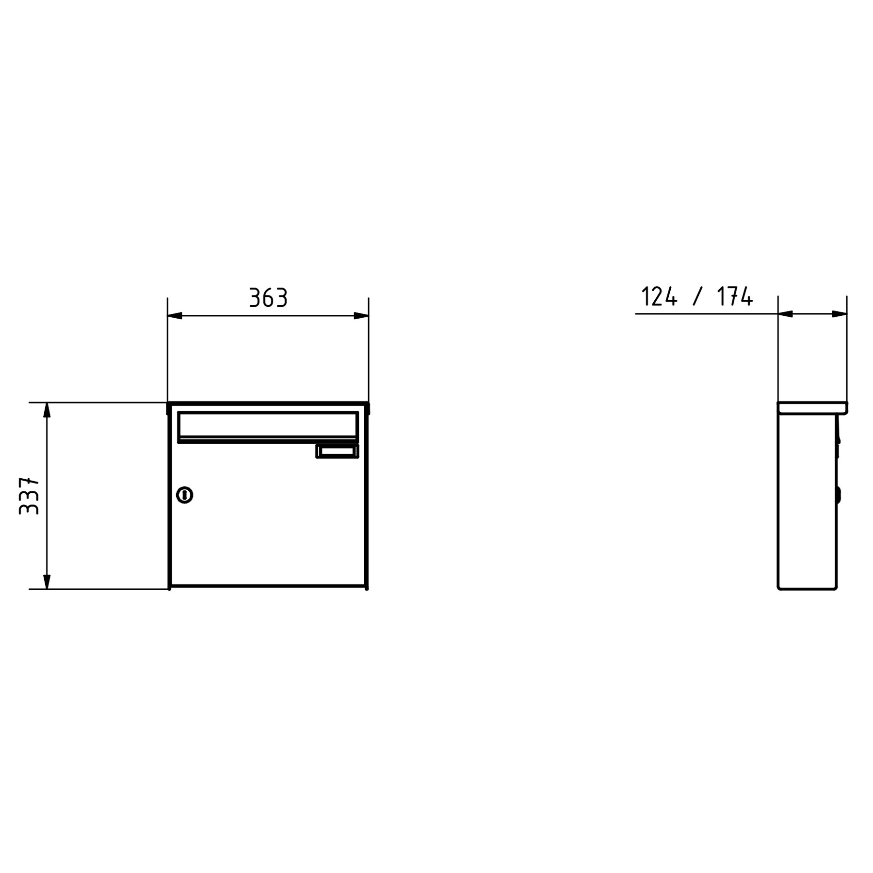 1er Edelstahl Aufputz Briefkasten Design BASIC Plus 382XA AP - RAL nach Wahl