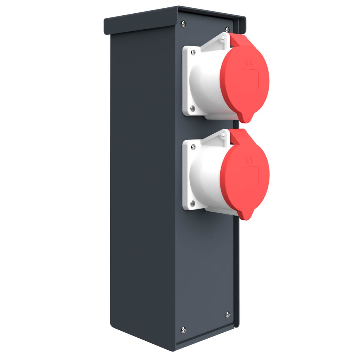 CEE Steckdosensäule BASIC 372 zur Standmontage - Edelstahl pulverbeschichtet