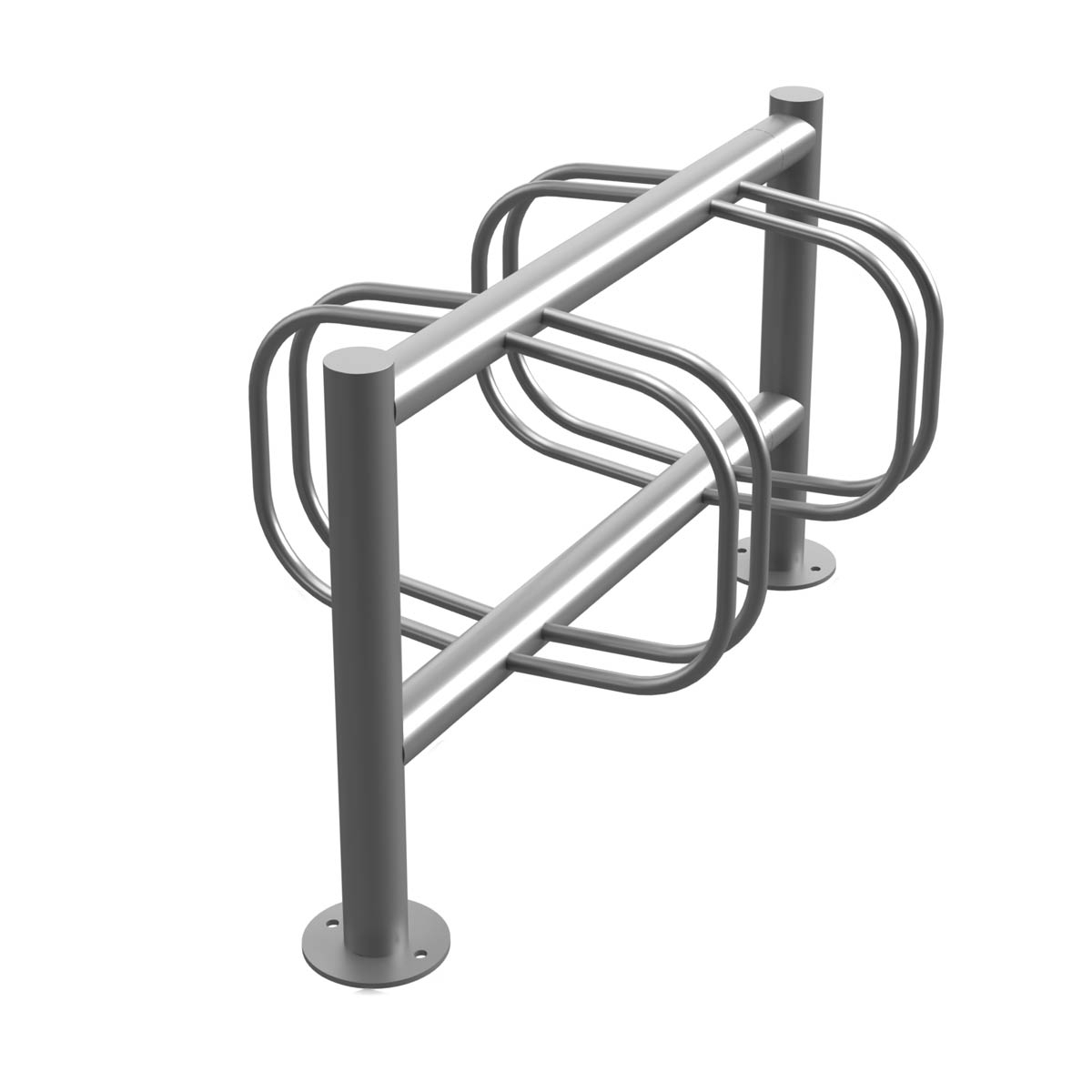 Fahrradständer ACHIM - Edelstahl V2A geschliffen - Doppelseitige Radeinstellung