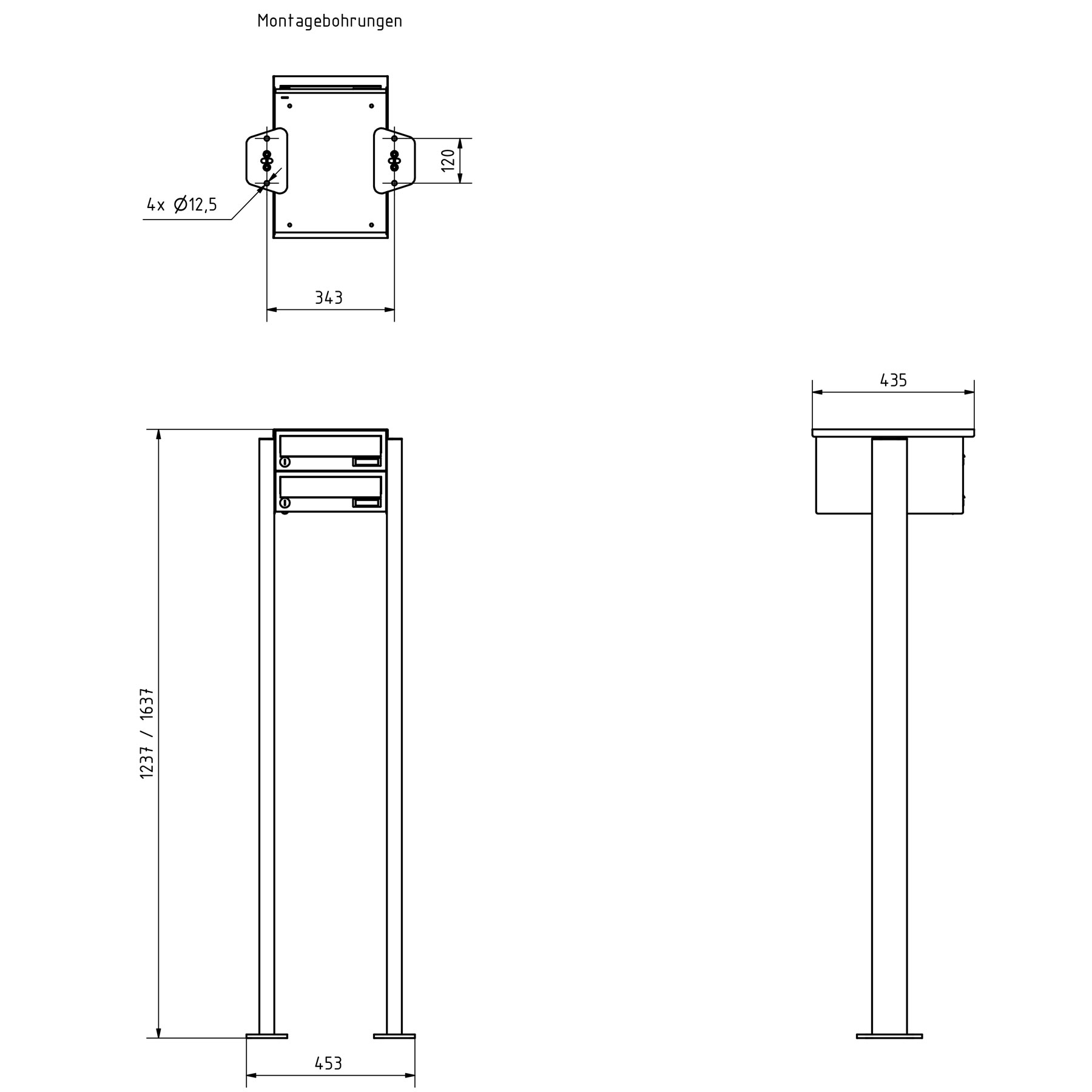 2er Standbriefkasten Design BASIC 385P-9016 ST-T - RAL 9016 verkehrsweiß