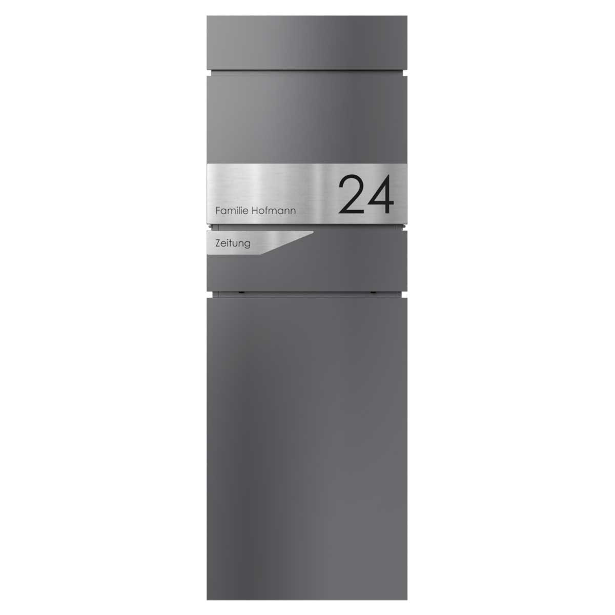 Standbriefkasten LESSING Edition mit Zeitungsfach - Design Elegance 1 - DB 703 eisenglimmer