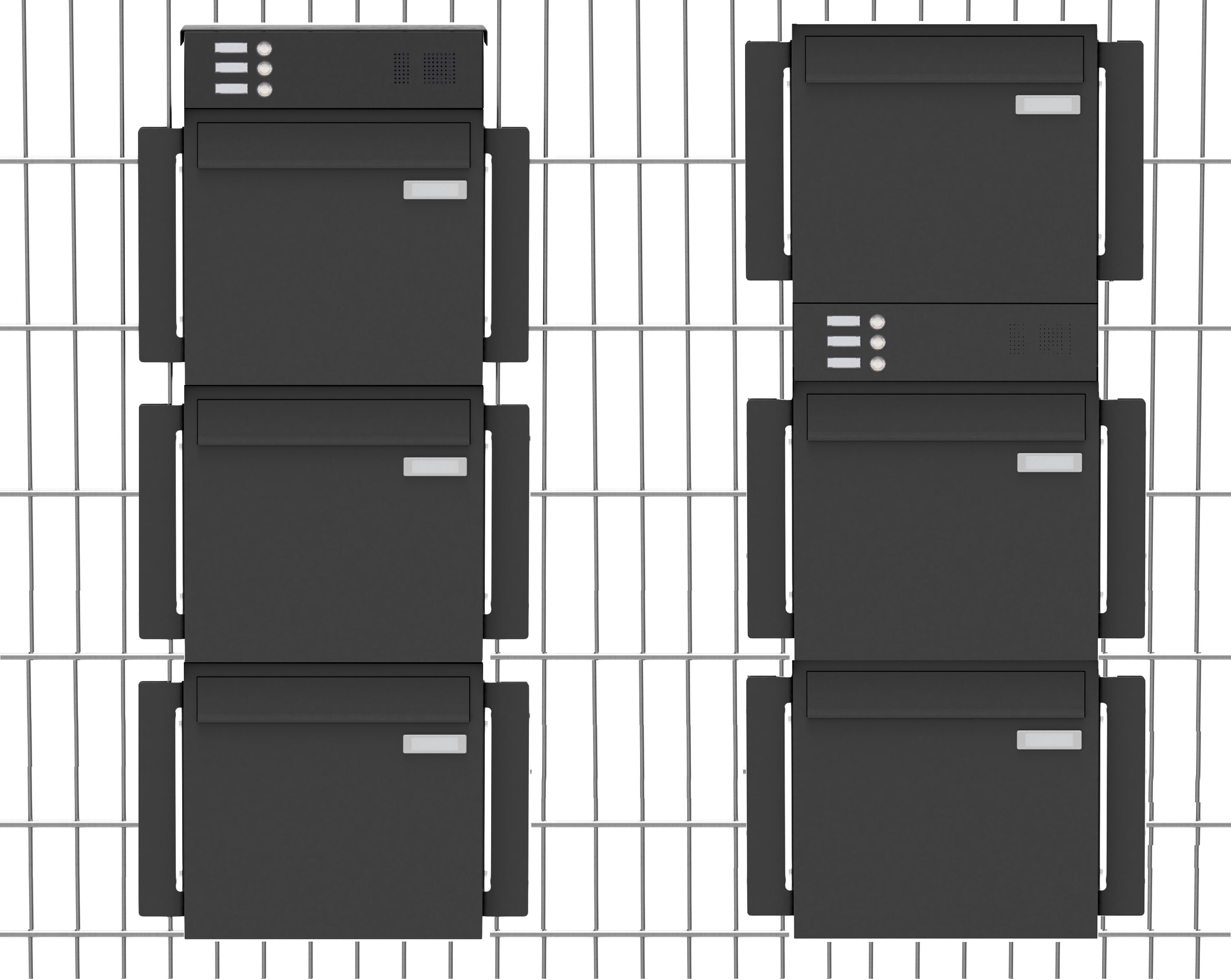 3x Befestigung f. Stabmattenzaun 330mm mit Sprechstelle - RAL