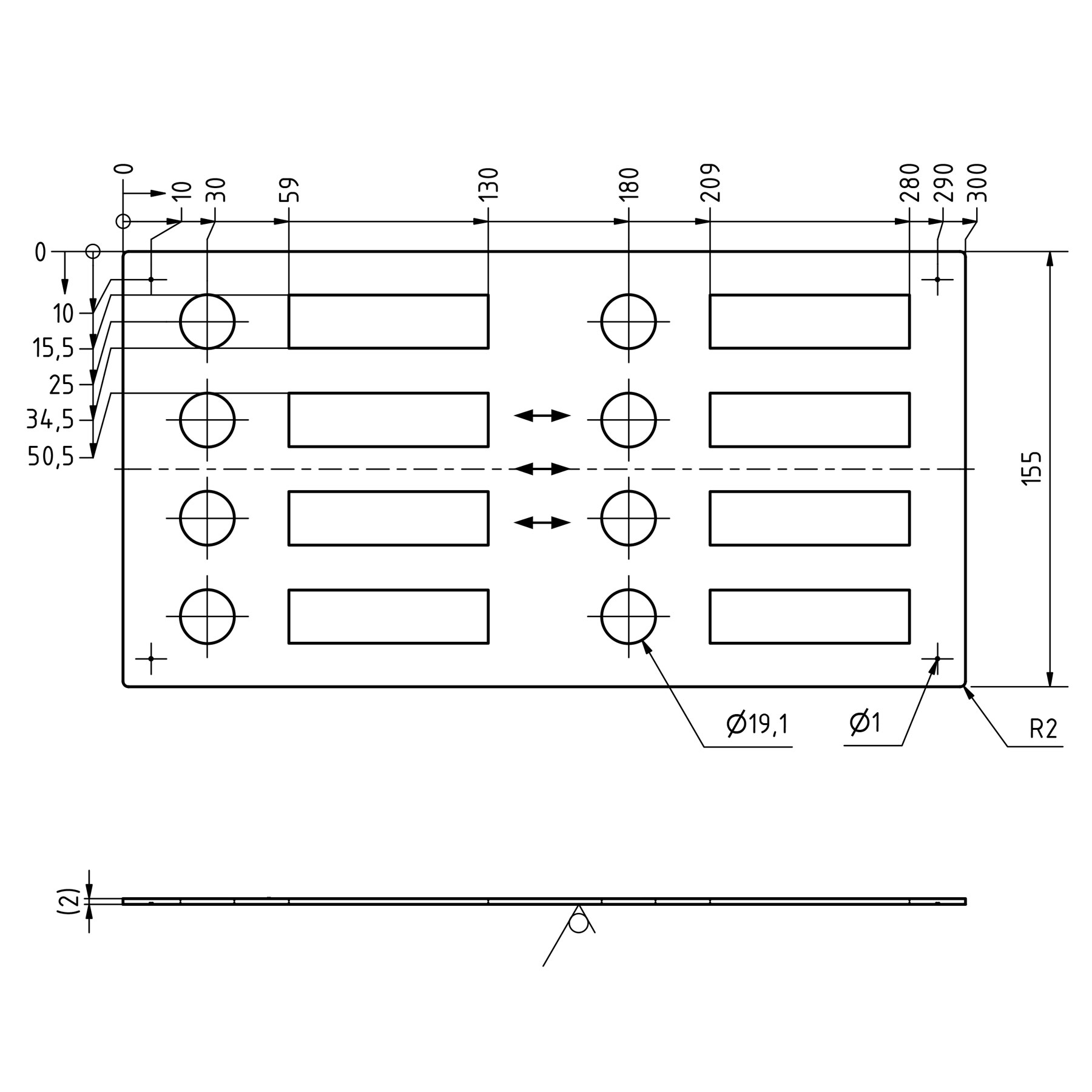 Edelstahl Klingelplatte 300x155 BASIC 421 pulverbeschichtet mit Namensschild - 8 Parteien