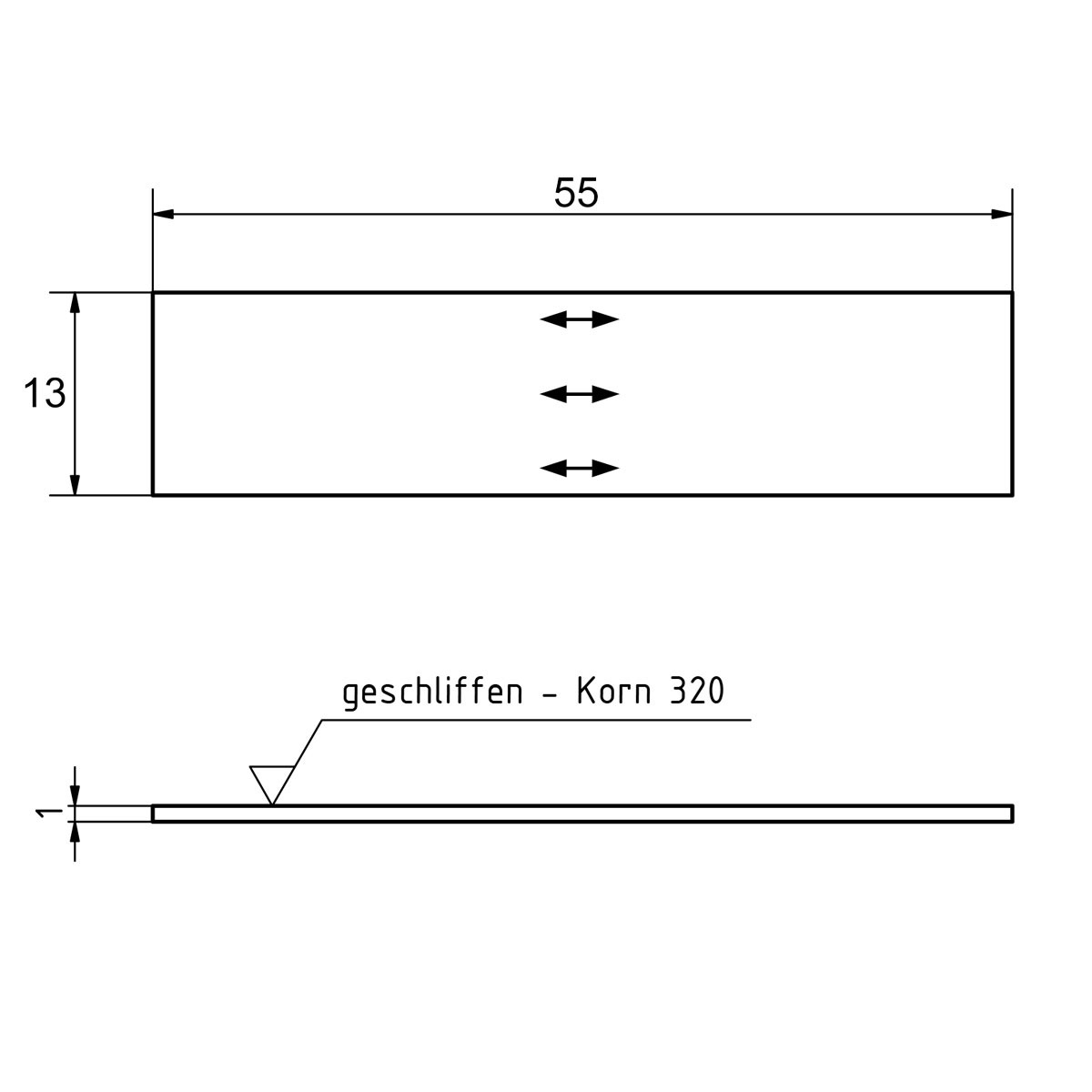 Namensschildeinlage aus Edelstahl 55x13 für BASIC 380-384, 862-863