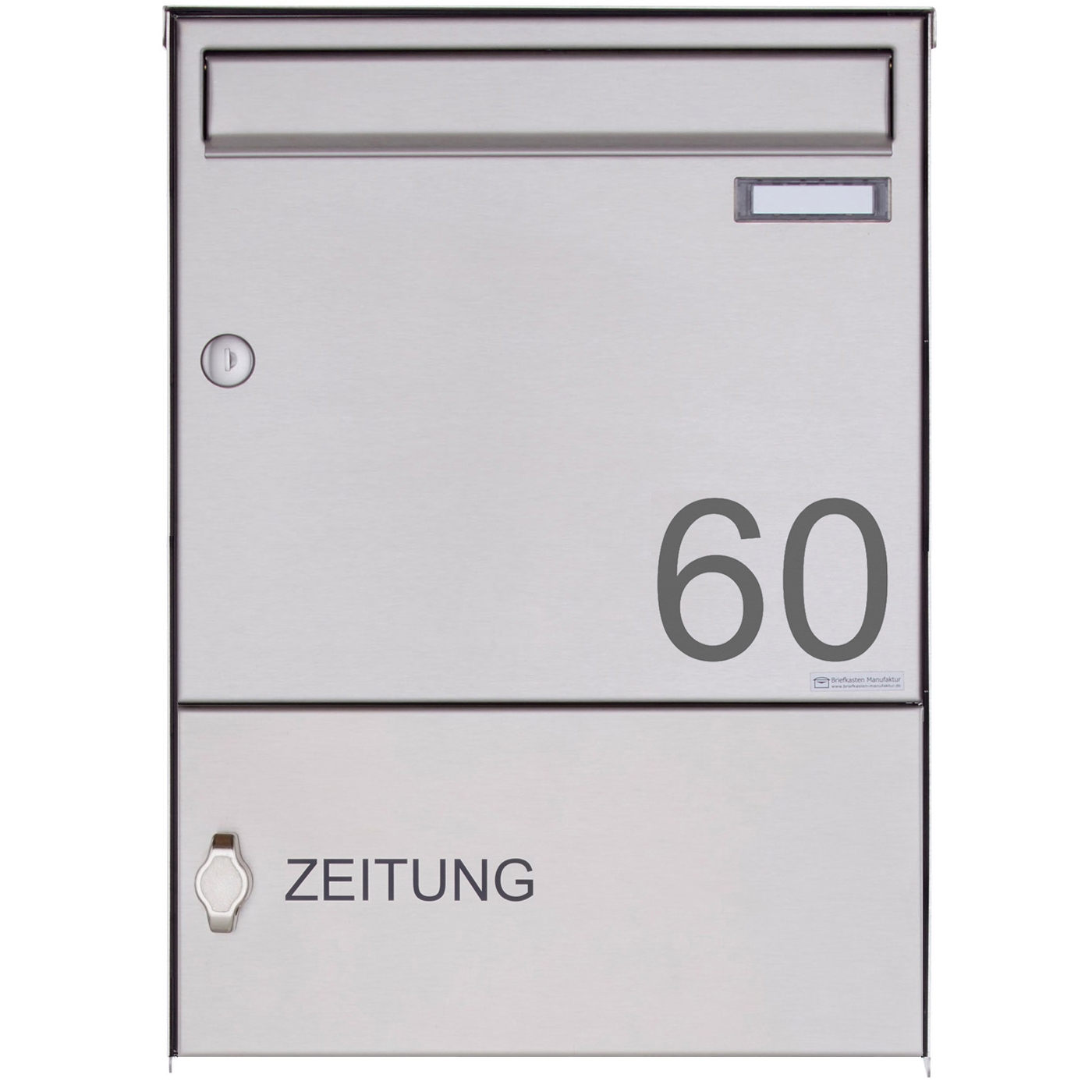 1er Aufputz Briefkasten Design BASIC Plus 382XA AP mit Zeitunsgsfach - Edelstahl V2A geschliffen