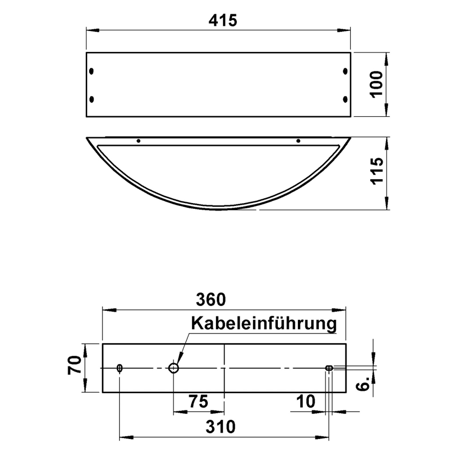 Design Wandleuchte FISCHER BIG 415x100 - 2-seitig - Edelstahl geschliffen