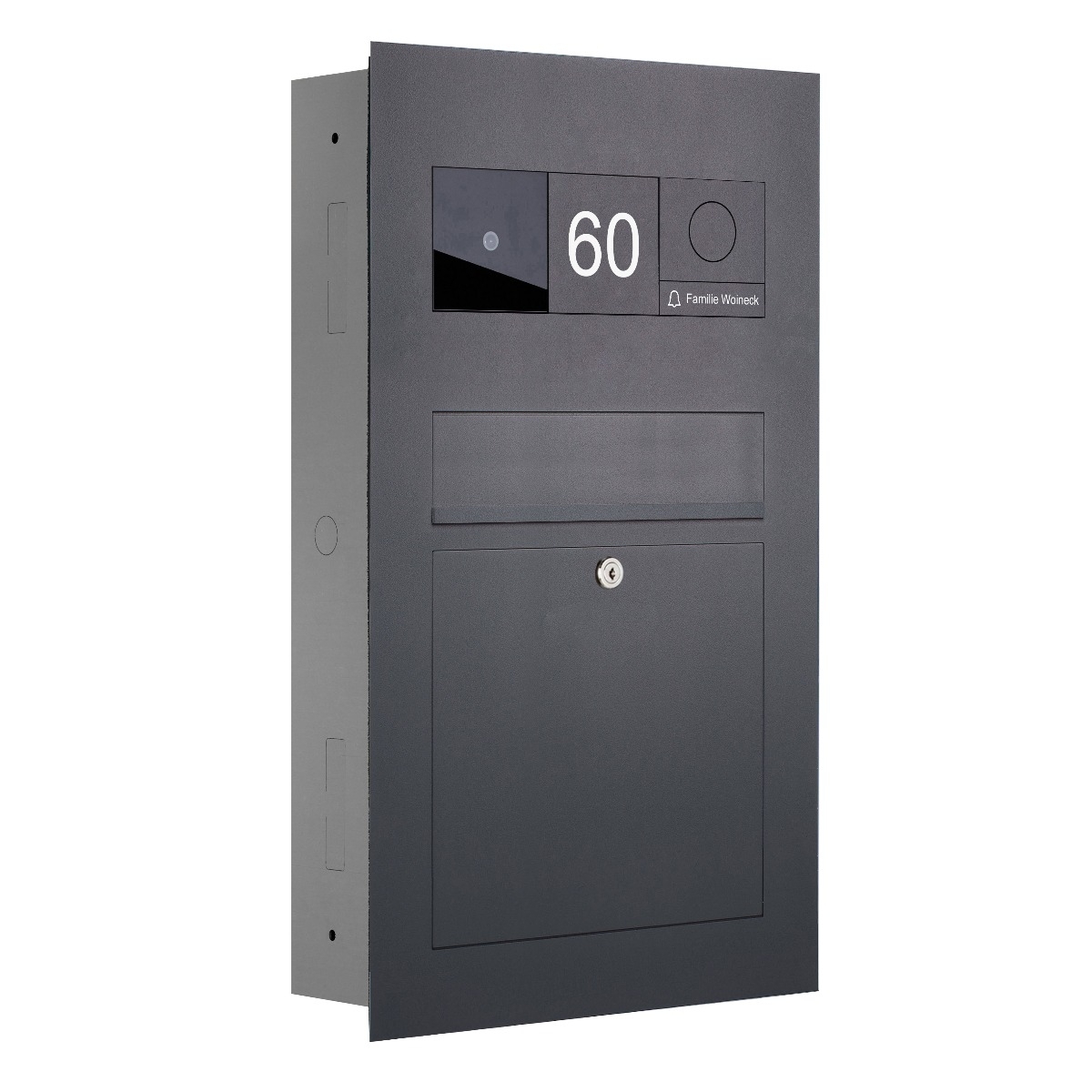 Edelstahl Briefkasten Designer BIG - RAL 7016 anthrazitgrau - GIRA System 106 - Video- Sprechanlage - VIDEO Komplettset