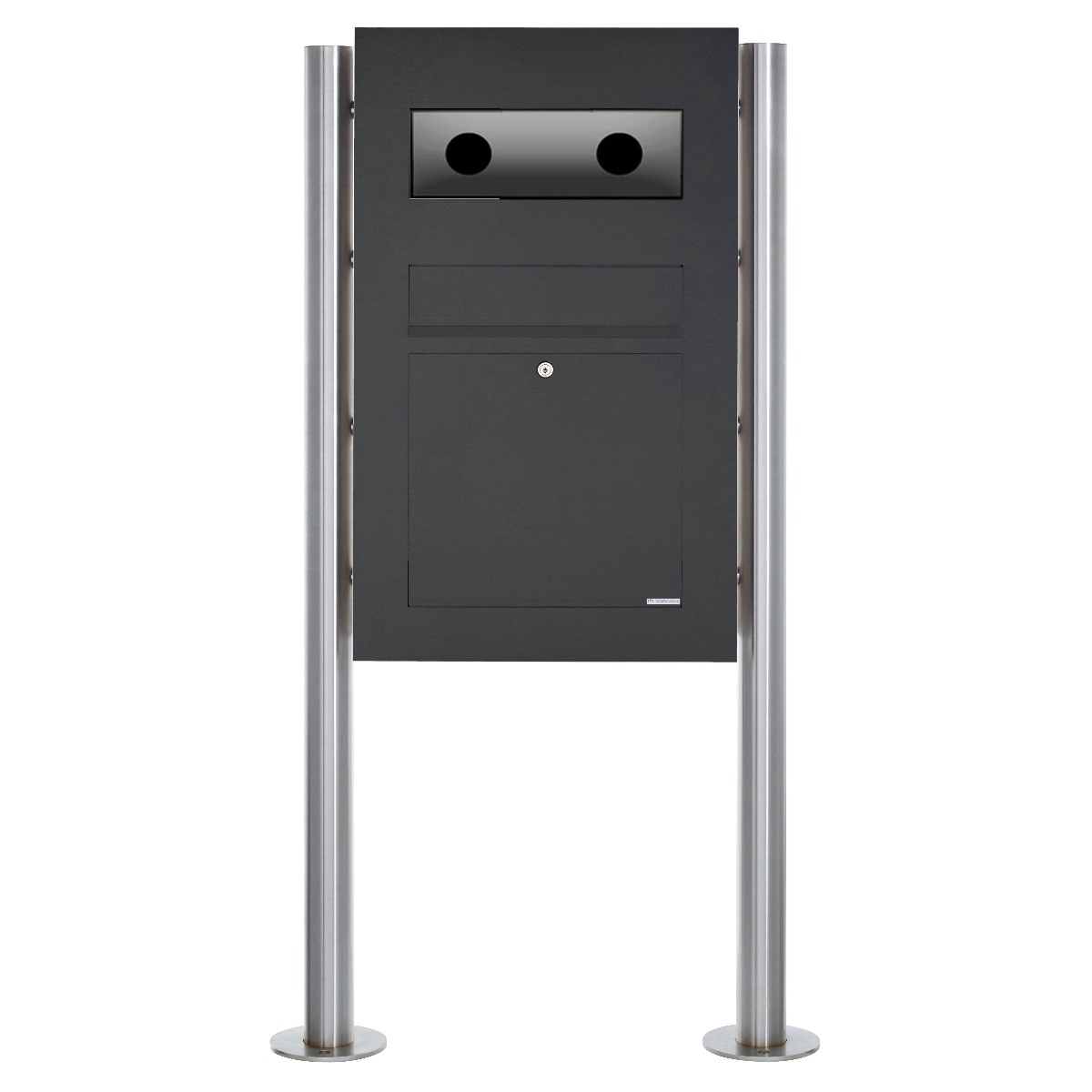 Edelstahl Standbriefkasten Designer BIG - RAL nach Wahl - GIRA System 106 - 3-fach vorbereitet