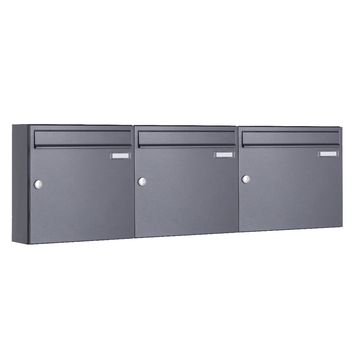 3er 3x1 Aufputz Briefkasten Design BASIC 382A AP - DB703 eisenglimmer