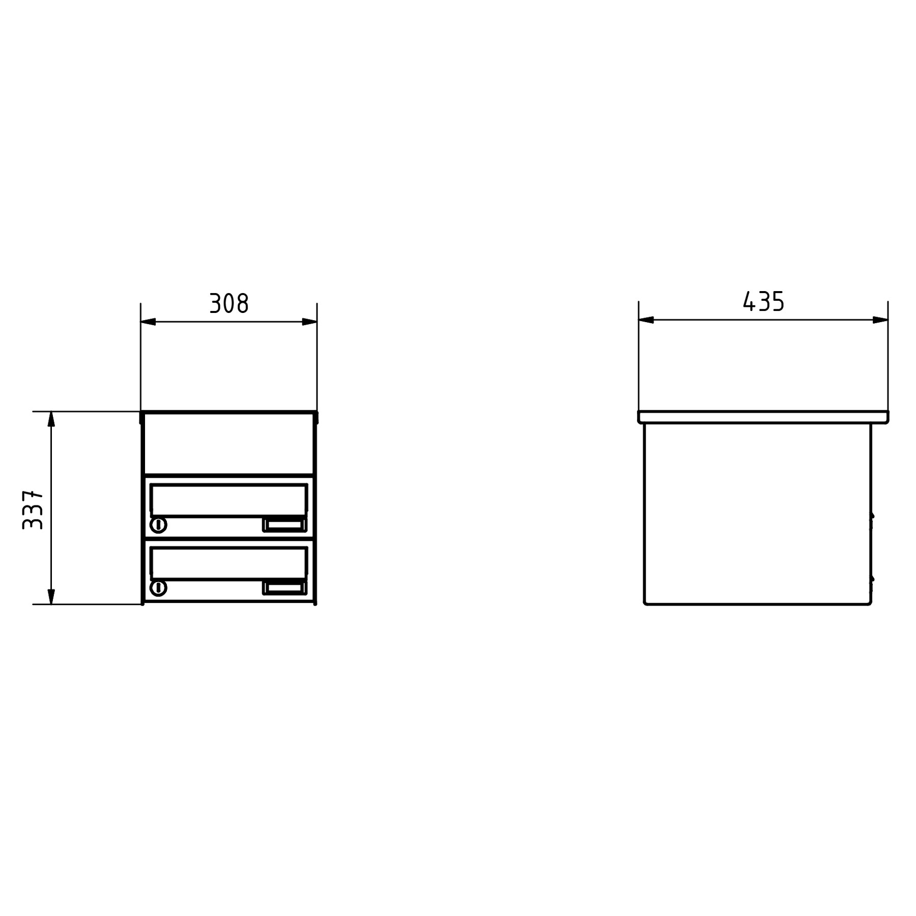 2er Aufputz Briefkasten Design BASIC Plus 385XA AP mit Klingelkasten - RAL nach Wahl