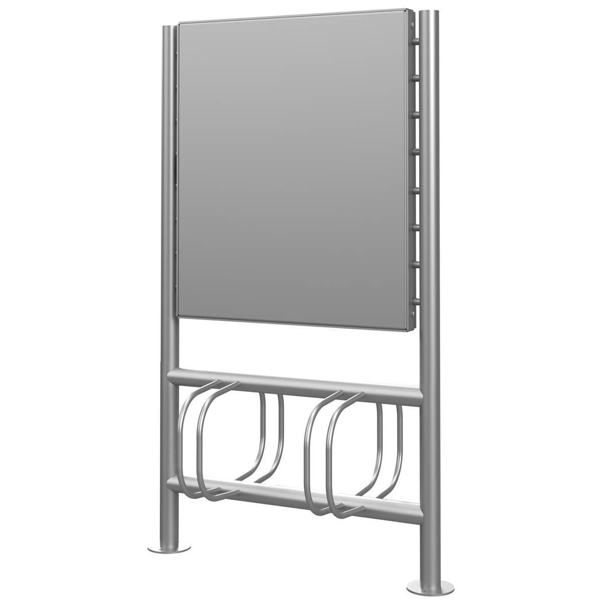 4er Fahrradständer ACHIM mit Werbeschild - Edelstahl V2A geschliffen - Doppelseitig
