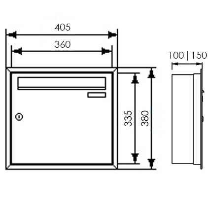 Edelstahl Unterputzbriefkasten BASIC Plus 382XU UP - Edelstahl geschliffen