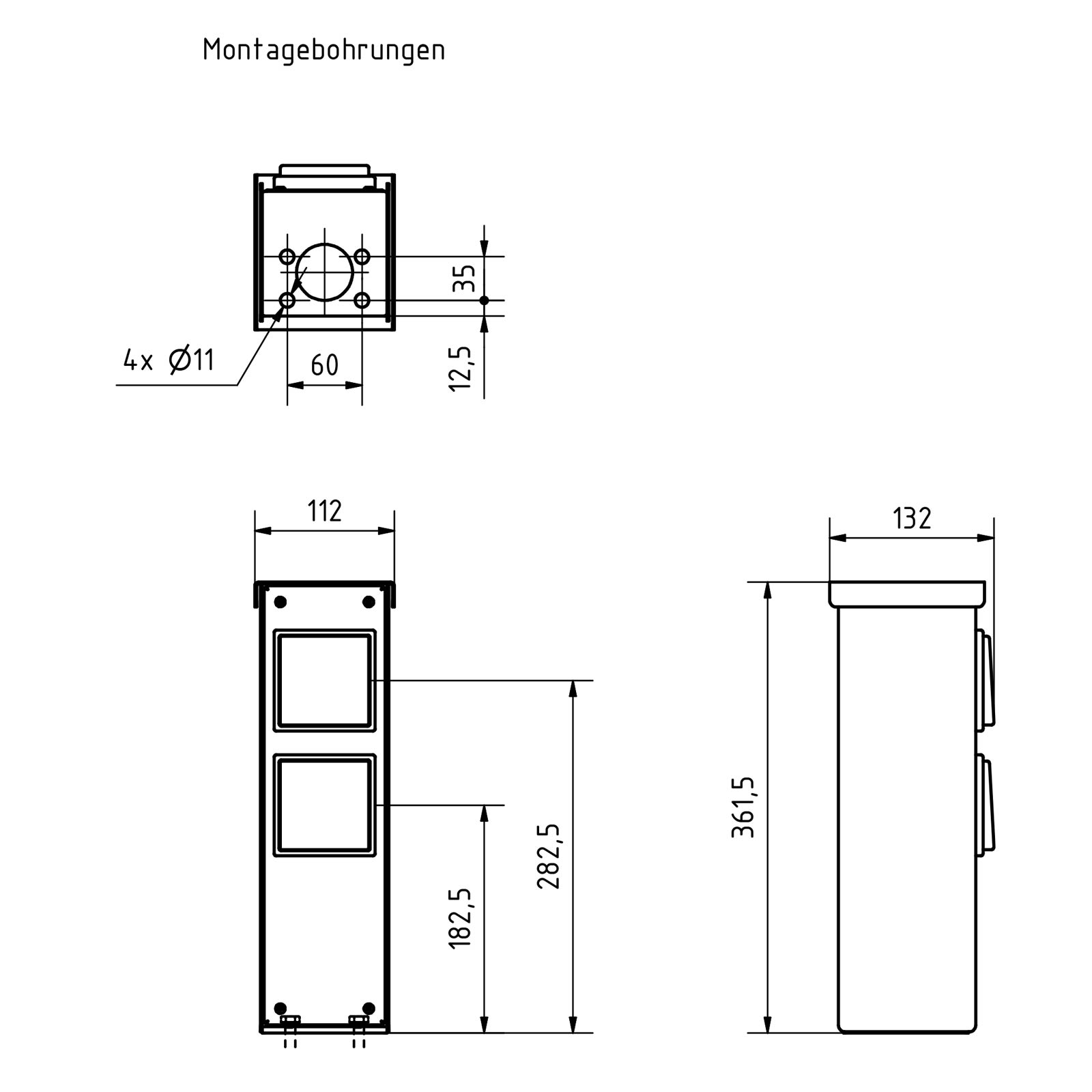 Steckdosensäule Energiesäule BASIC 372 zur Standmontage - Vorbereitet - Edelstahl pulverbeschichtet