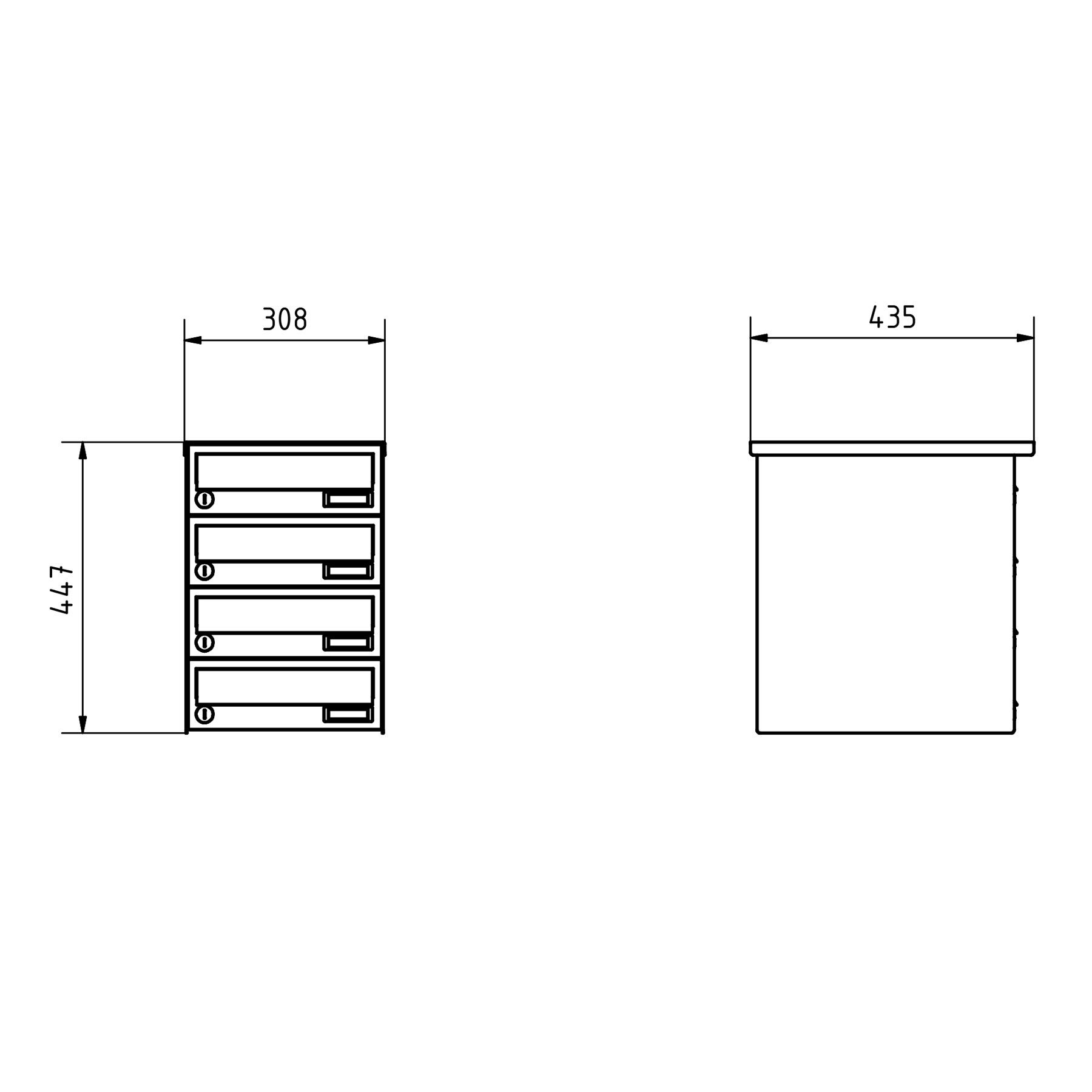 3er Aufputz Briefkastenanlage Design BASIC 385A AP mit Klingelkasten - Edelstahl-RAL 7016 anthrazit