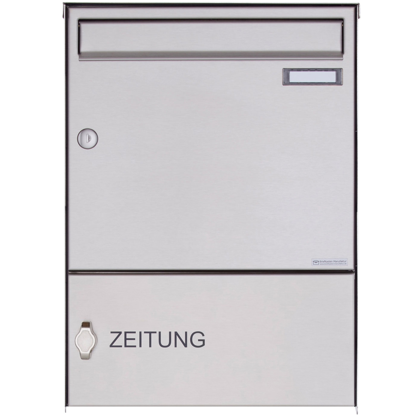 1er Aufputz Briefkasten Design BASIC Plus 382XA AP mit Zeitunsgsfach - Edelstahl V2A geschliffen