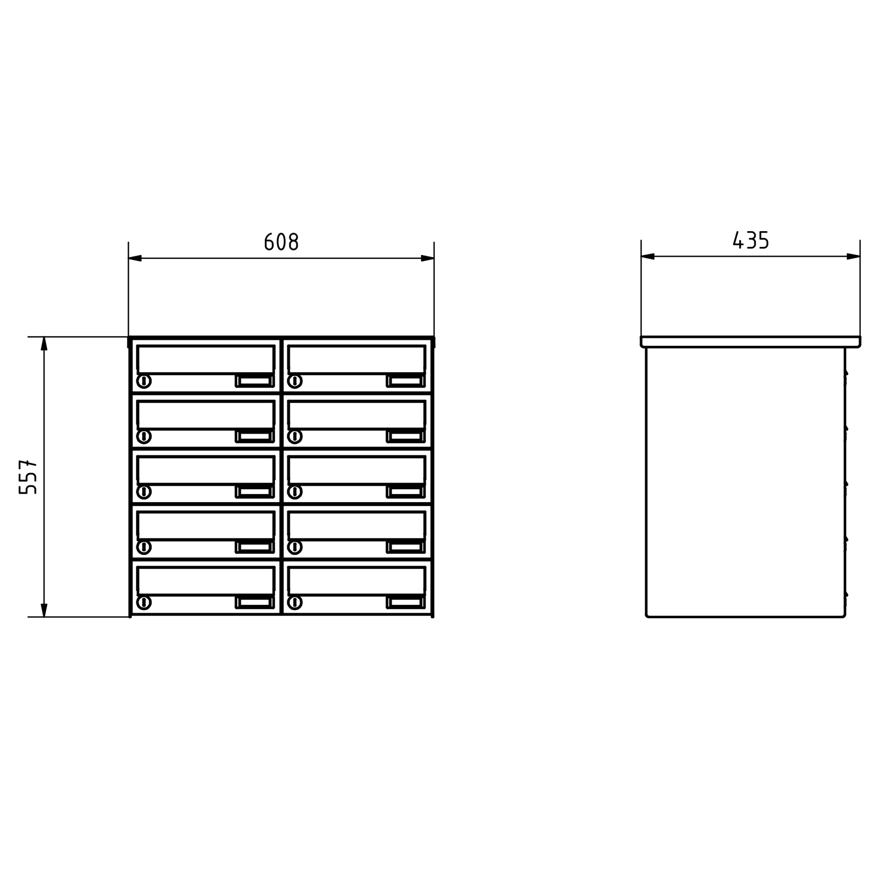 10er 5x2 Aufputz Briefkastenanlage Design BASIC 385A-7016 AP - RAL 7016 anthrazitgrau