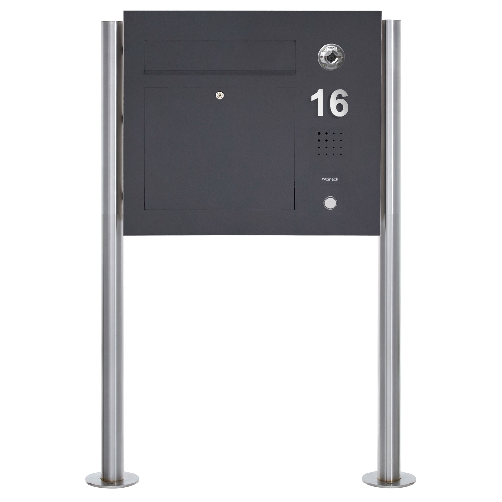 Edelstahl Standbriefkasten Designer Modell BIG - Clean Edition - Seitlich - RAL nach Wahl - INDIVIDUELL